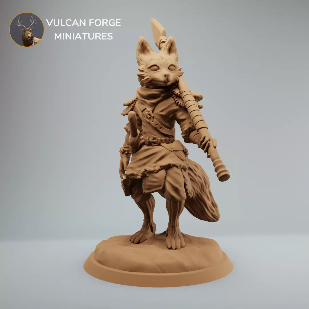 Fox scout or ranger with spear pre supported 3D print model_0