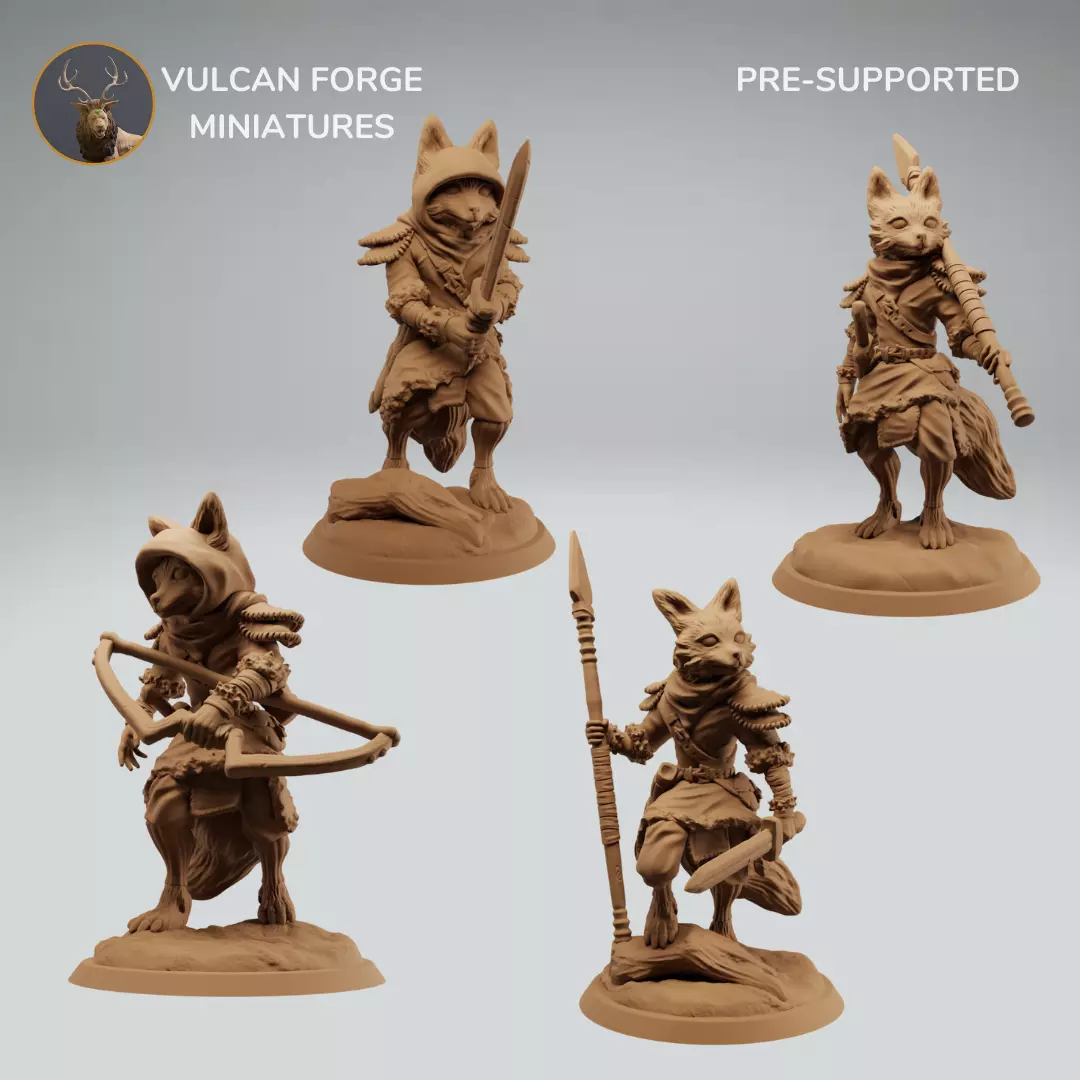 Fox scout or ranger set of 4 miniatures  pre supported 3D print model_0