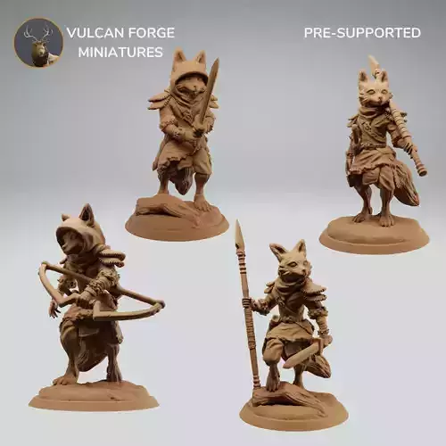 Fox scout or ranger set of 4 miniatures  pre supported