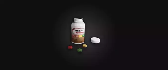 Multi Vitamin Bottle I PBR Model I Game Ready Low-poly 3D model