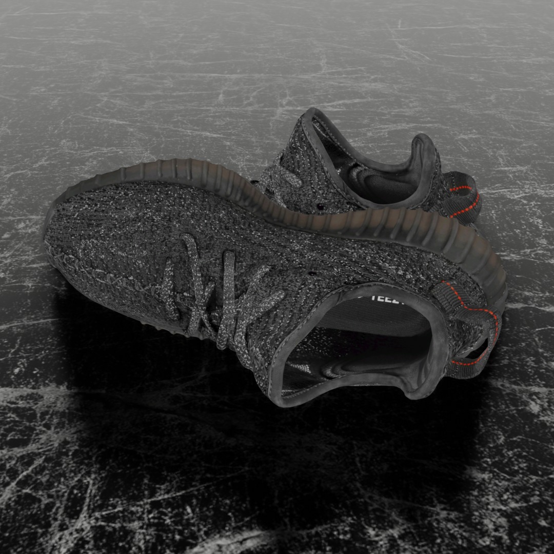 ADIDAS YEEZY BOOST RUNNER 350 V2 STATIC BLACK 3D SHOES Low-poly 3D model_7