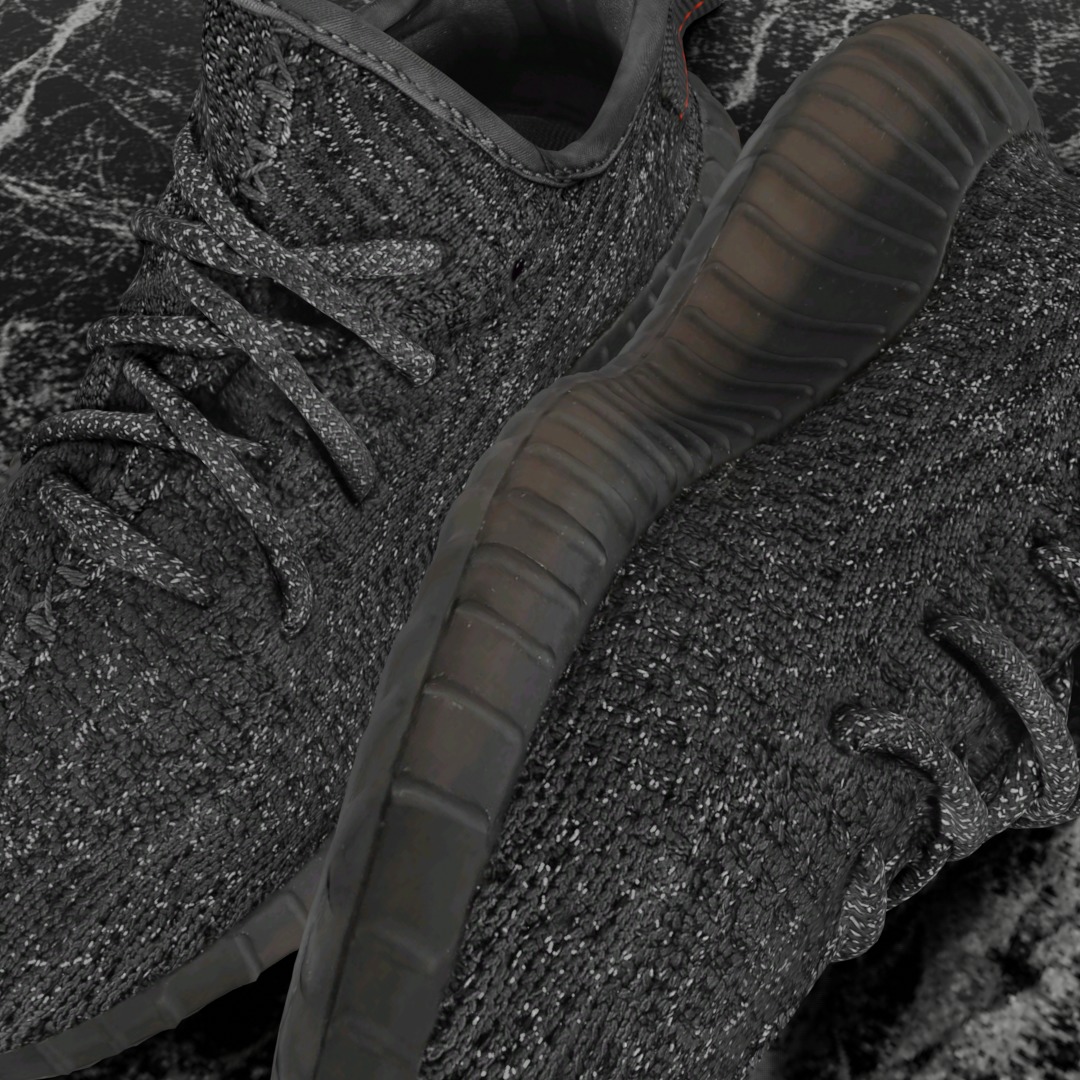 ADIDAS YEEZY BOOST RUNNER 350 V2 STATIC BLACK 3D SHOES Low-poly 3D model_12