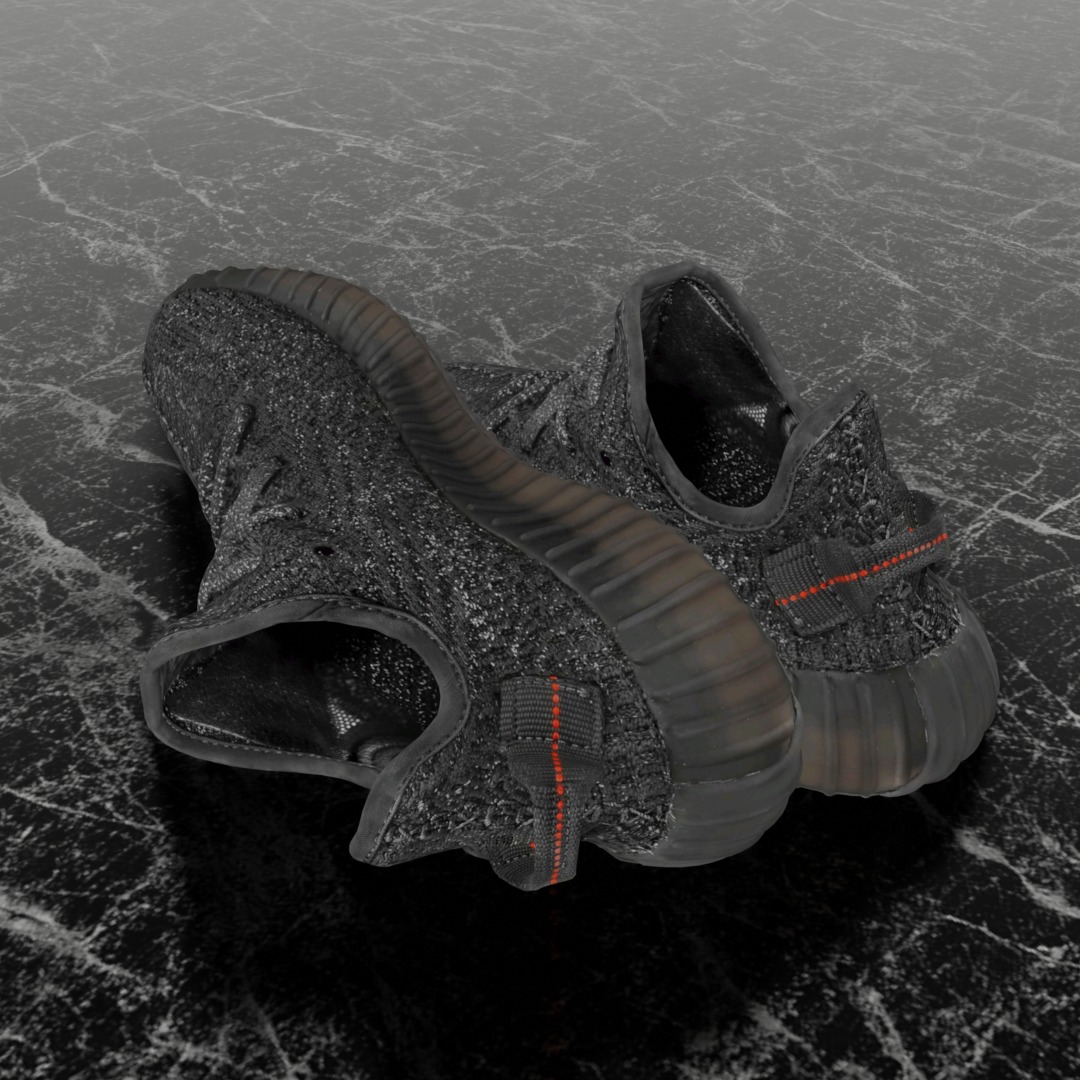 ADIDAS YEEZY BOOST RUNNER 350 V2 STATIC BLACK 3D SHOES Low-poly 3D model_6