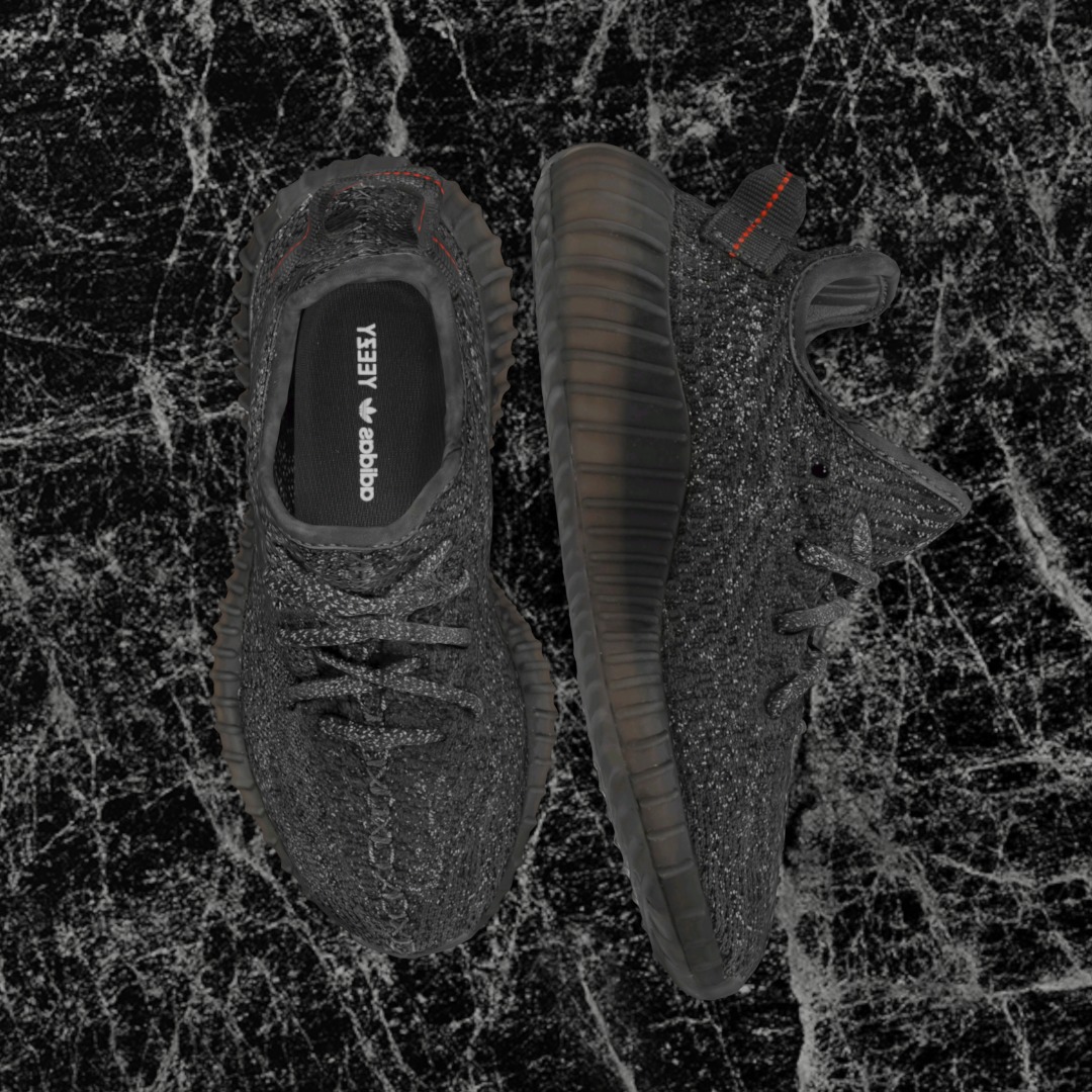 ADIDAS YEEZY BOOST RUNNER 350 V2 STATIC BLACK 3D SHOES Low-poly 3D model_2