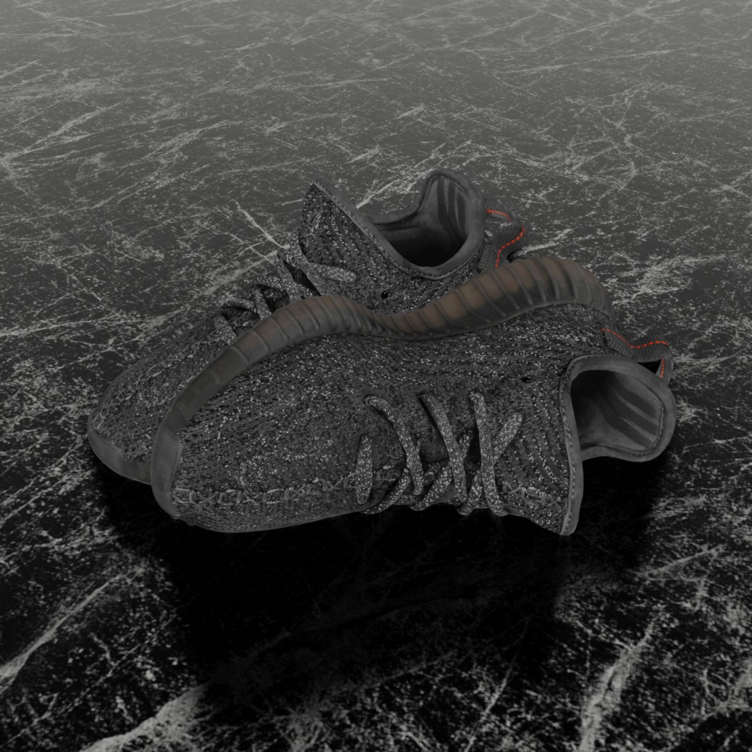 ADIDAS YEEZY BOOST RUNNER 350 V2 STATIC BLACK 3D SHOES Low-poly 3D model_1