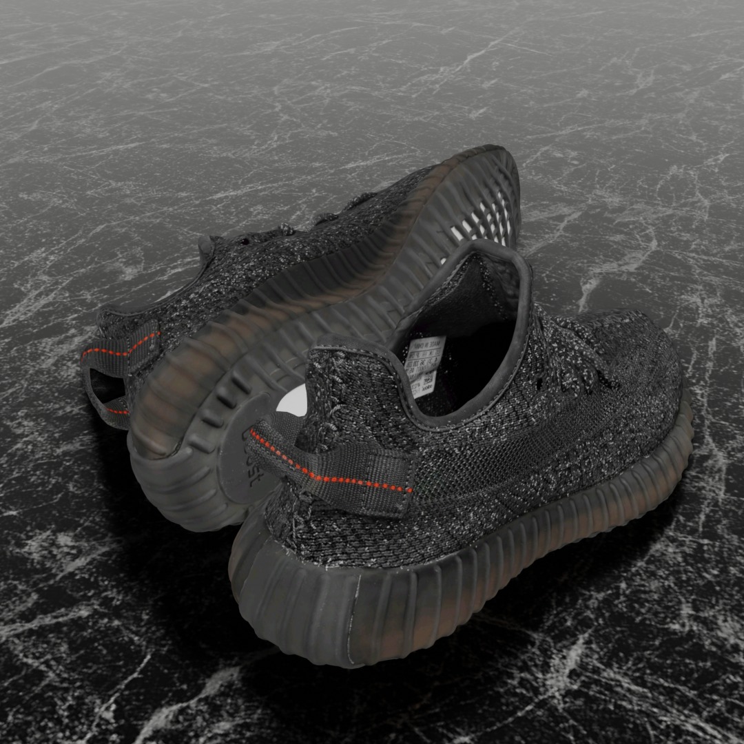 ADIDAS YEEZY BOOST RUNNER 350 V2 STATIC BLACK 3D SHOES Low-poly 3D model_5