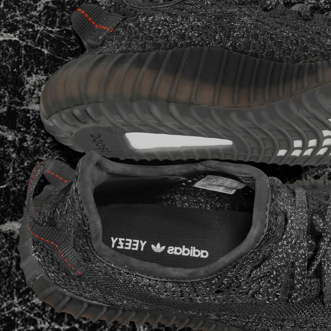ADIDAS YEEZY BOOST RUNNER 350 V2 STATIC BLACK 3D SHOES Low-poly 3D model_10