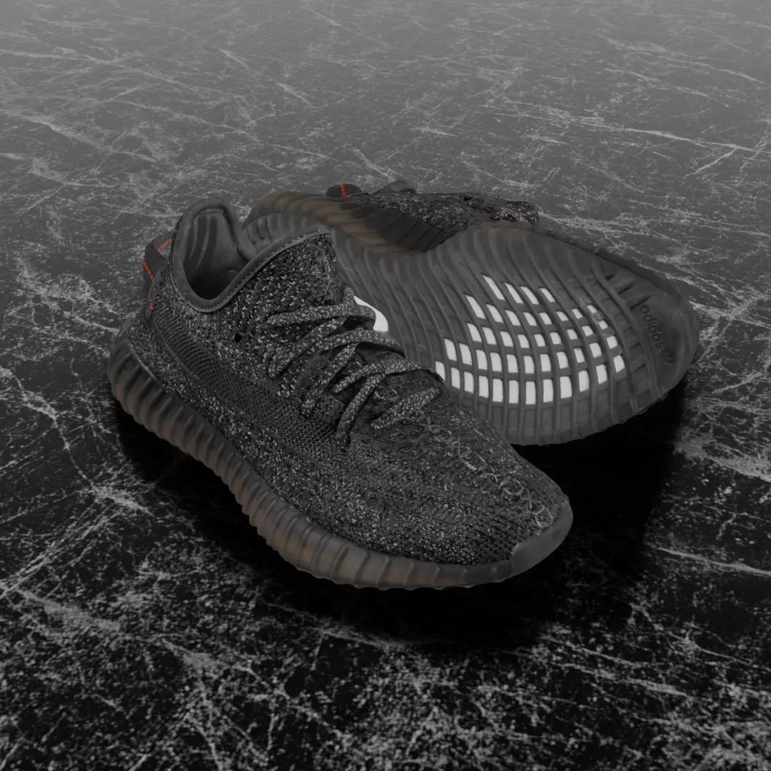 ADIDAS YEEZY BOOST RUNNER 350 V2 STATIC BLACK 3D SHOES Low-poly 3D model_0