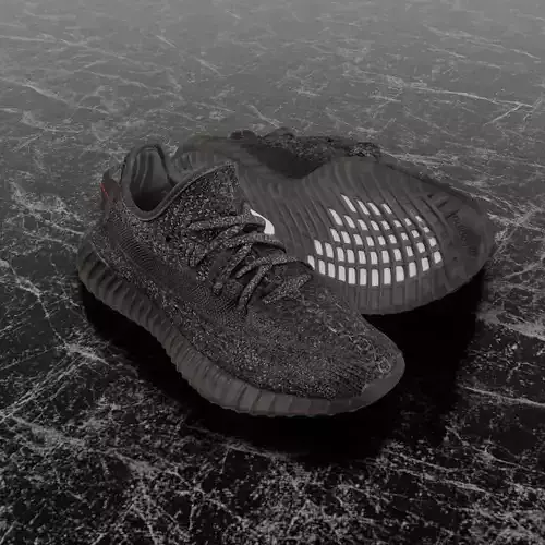 ADIDAS YEEZY BOOST RUNNER 350 V2 STATIC BLACK 3D SHOES
