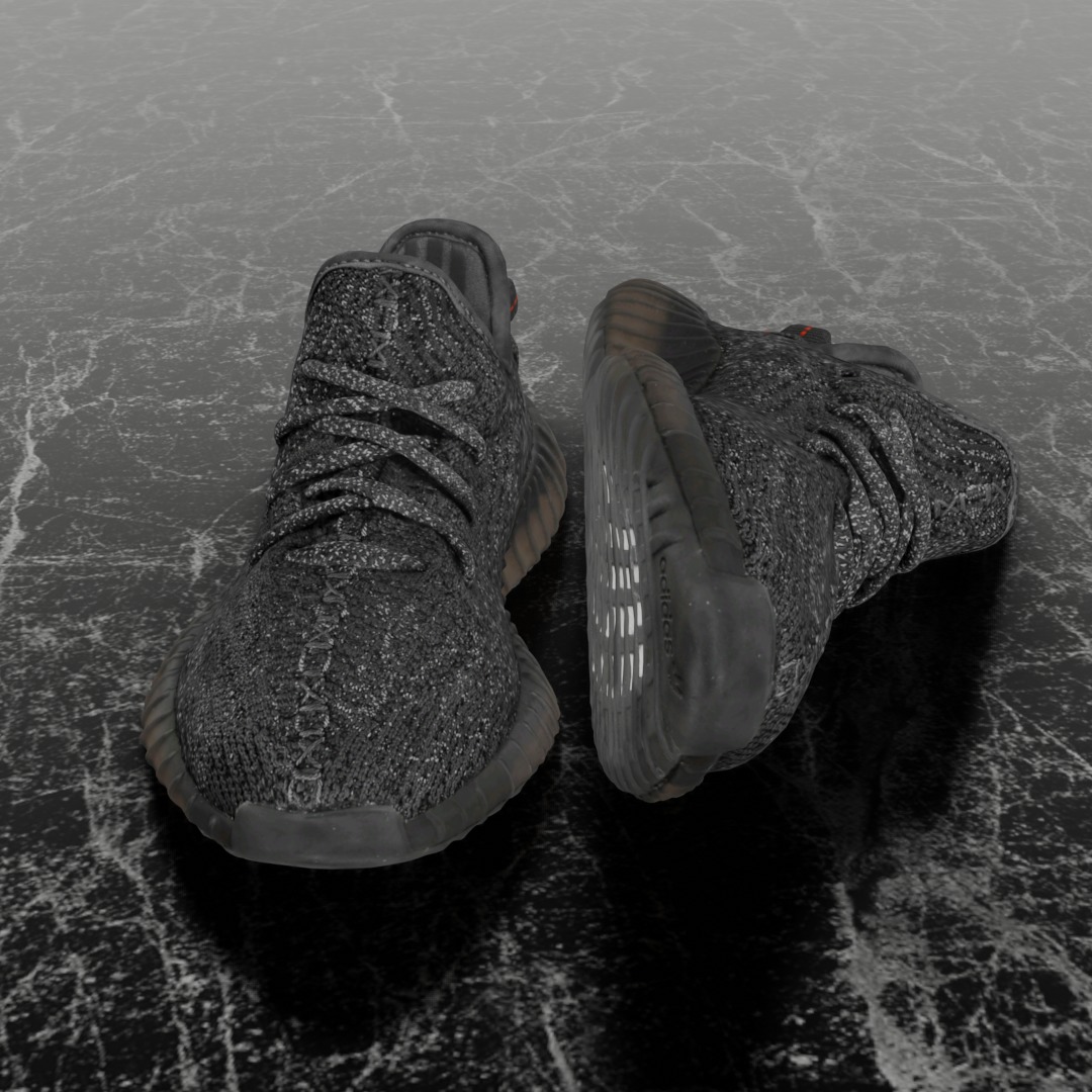 ADIDAS YEEZY BOOST RUNNER 350 V2 STATIC BLACK 3D SHOES Low-poly 3D model_3