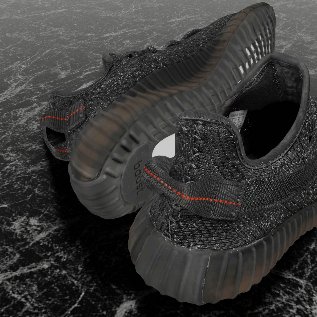 ADIDAS YEEZY BOOST RUNNER 350 V2 STATIC BLACK 3D SHOES Low-poly 3D model_9