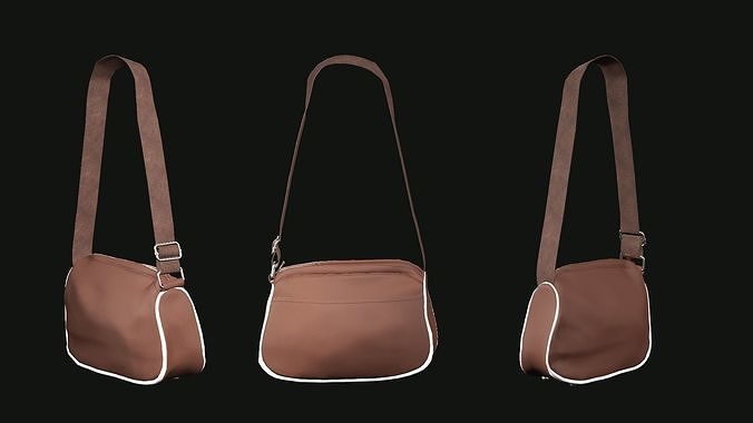 Ladies Fabric Tote Bag Brown Color Love Poly 3D Model Low-poly 3D model