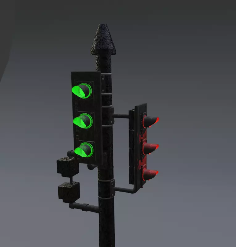 Traffic light Low-poly 3D model_0