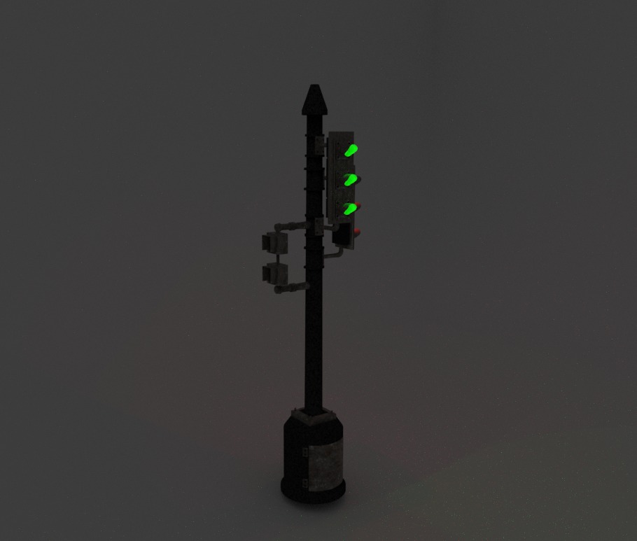 Traffic light Low-poly 3D model_1