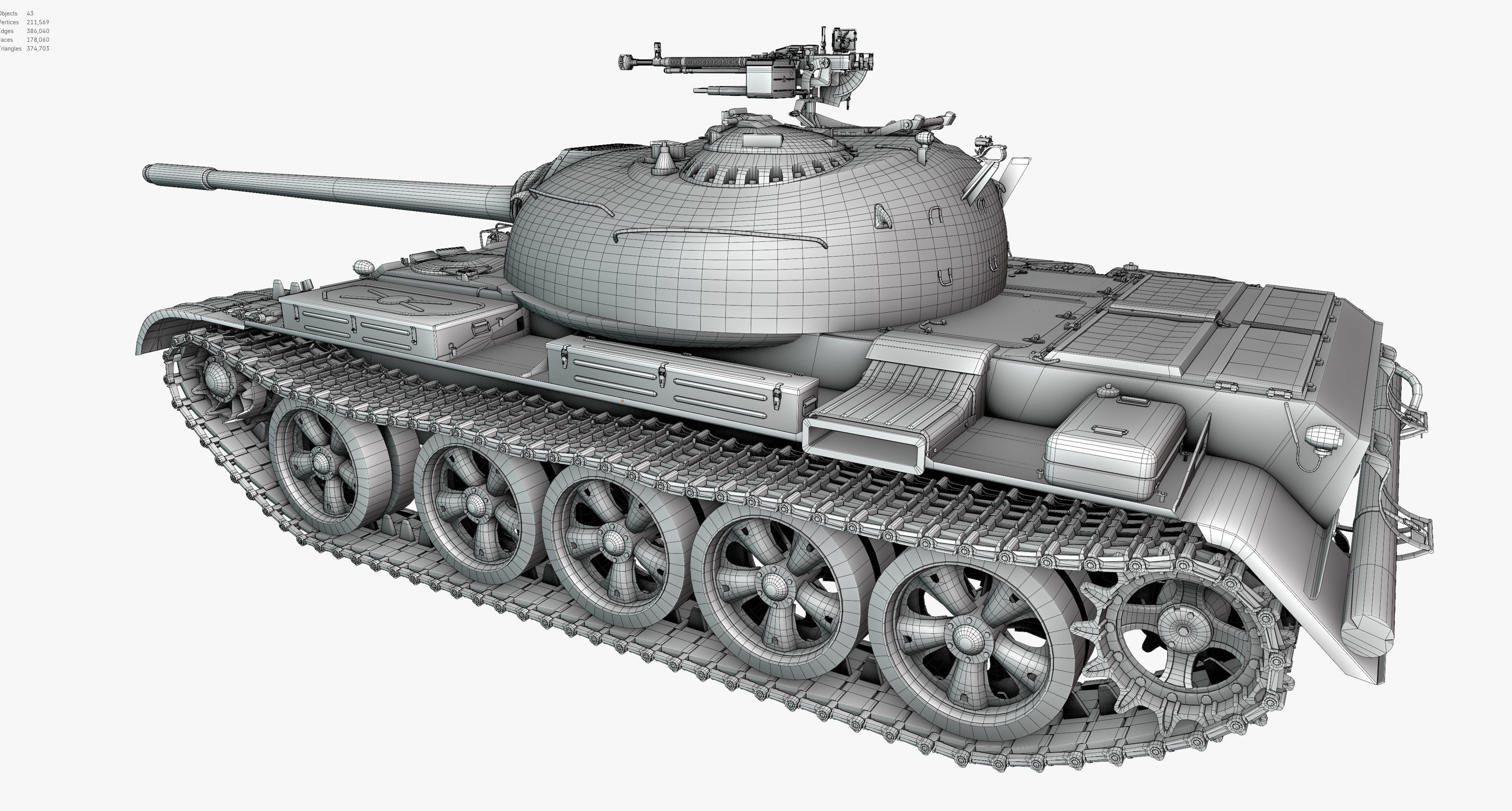 Type59 Tank Game model Low-poly 3D model_19