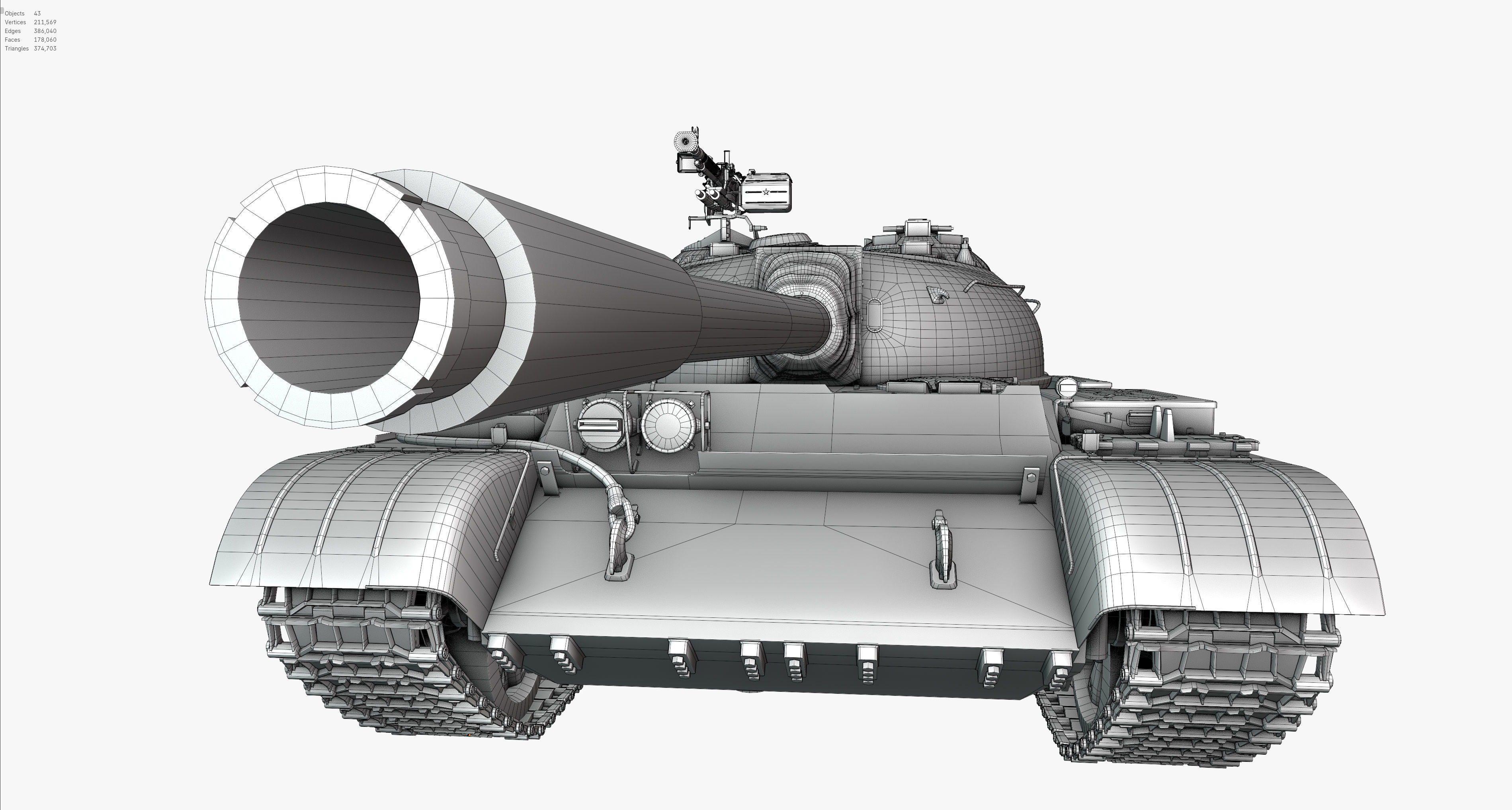 Type59 Tank Game model Low-poly 3D model_15