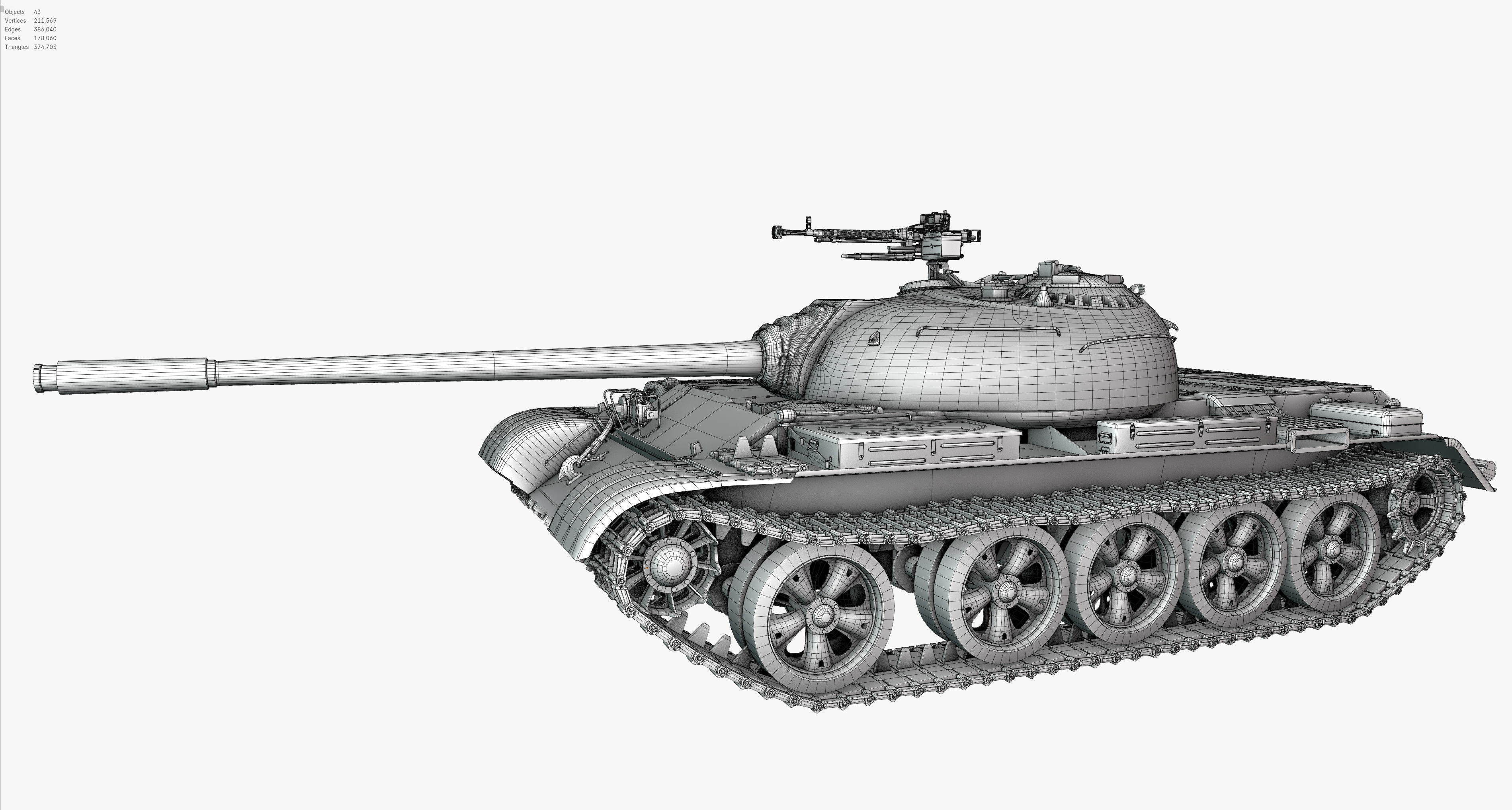 Type59 Tank Game model Low-poly 3D model_14