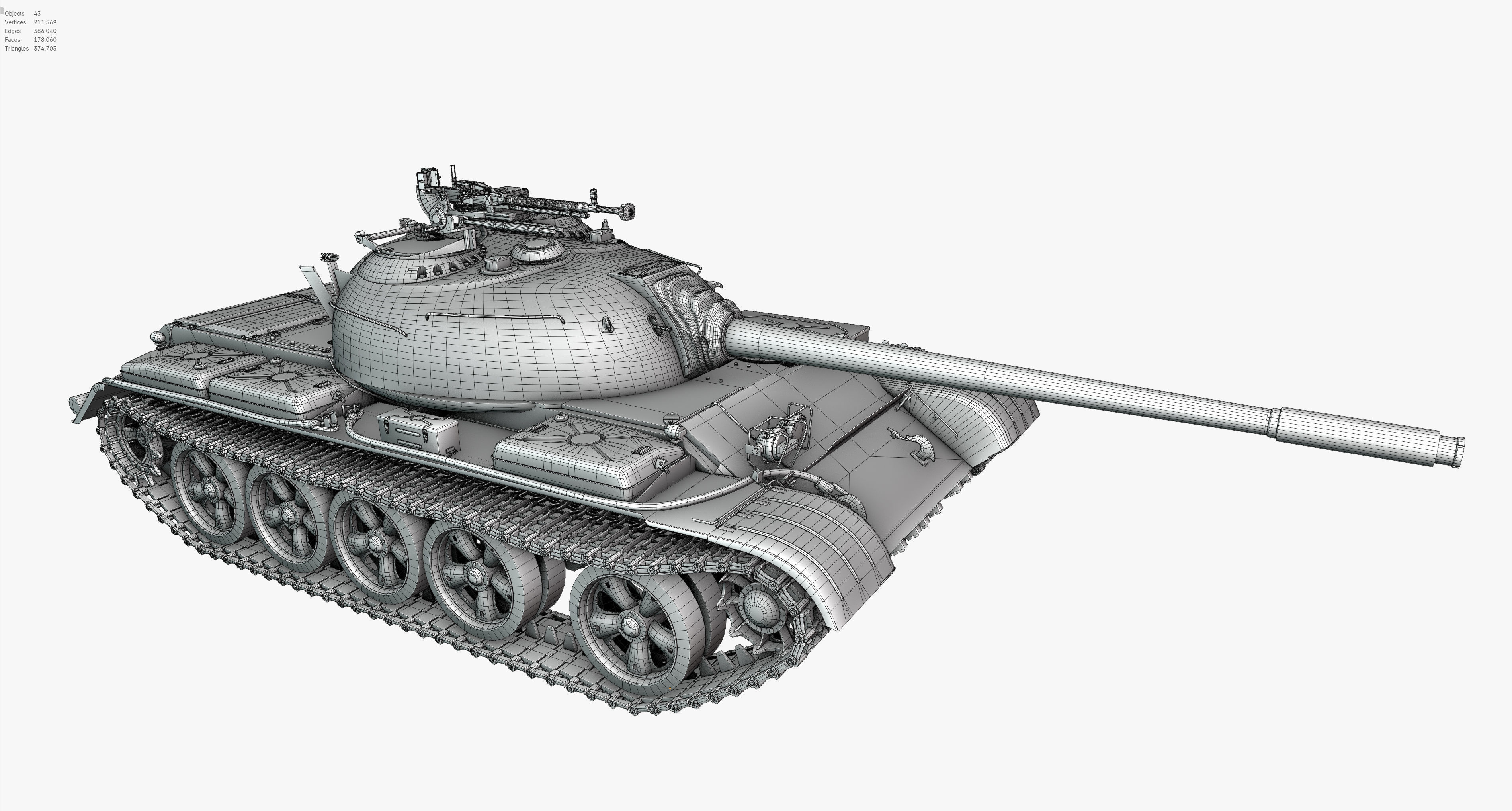 Type59 Tank Game model Low-poly 3D model_16