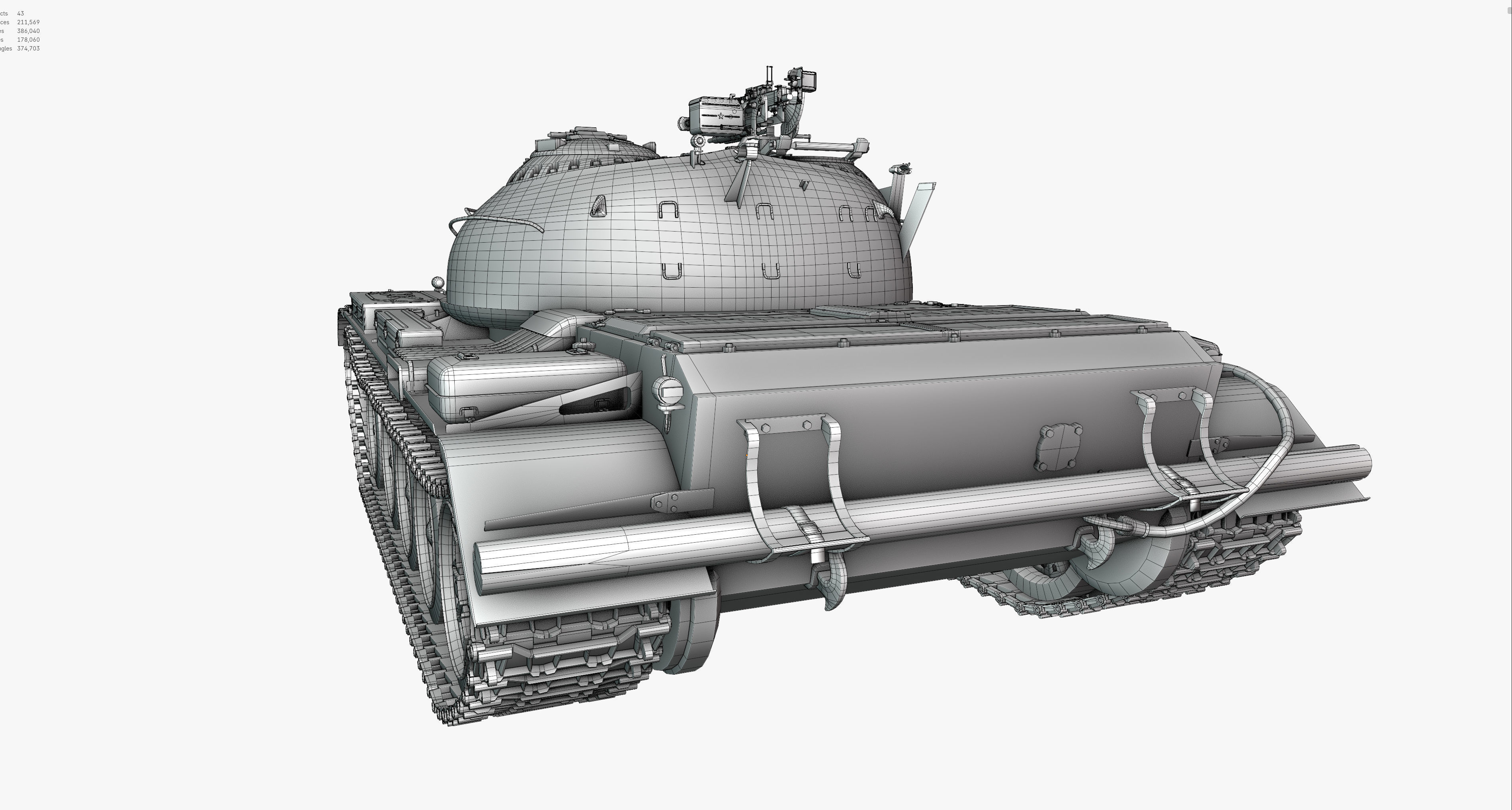 Type59 Tank Game model Low-poly 3D model_18
