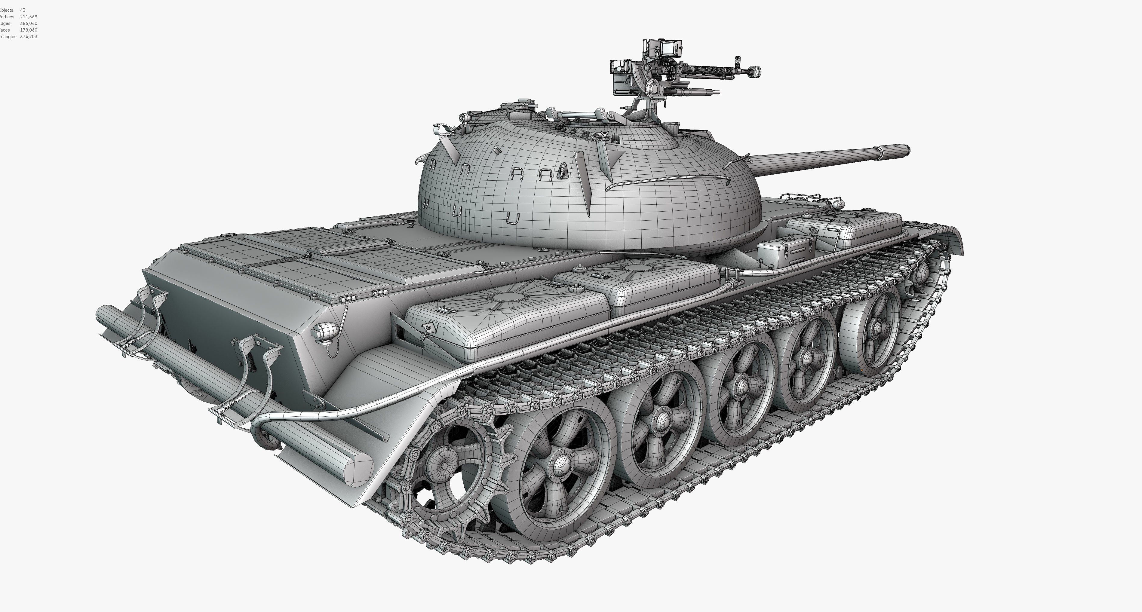 Type59 Tank Game model Low-poly 3D model_17