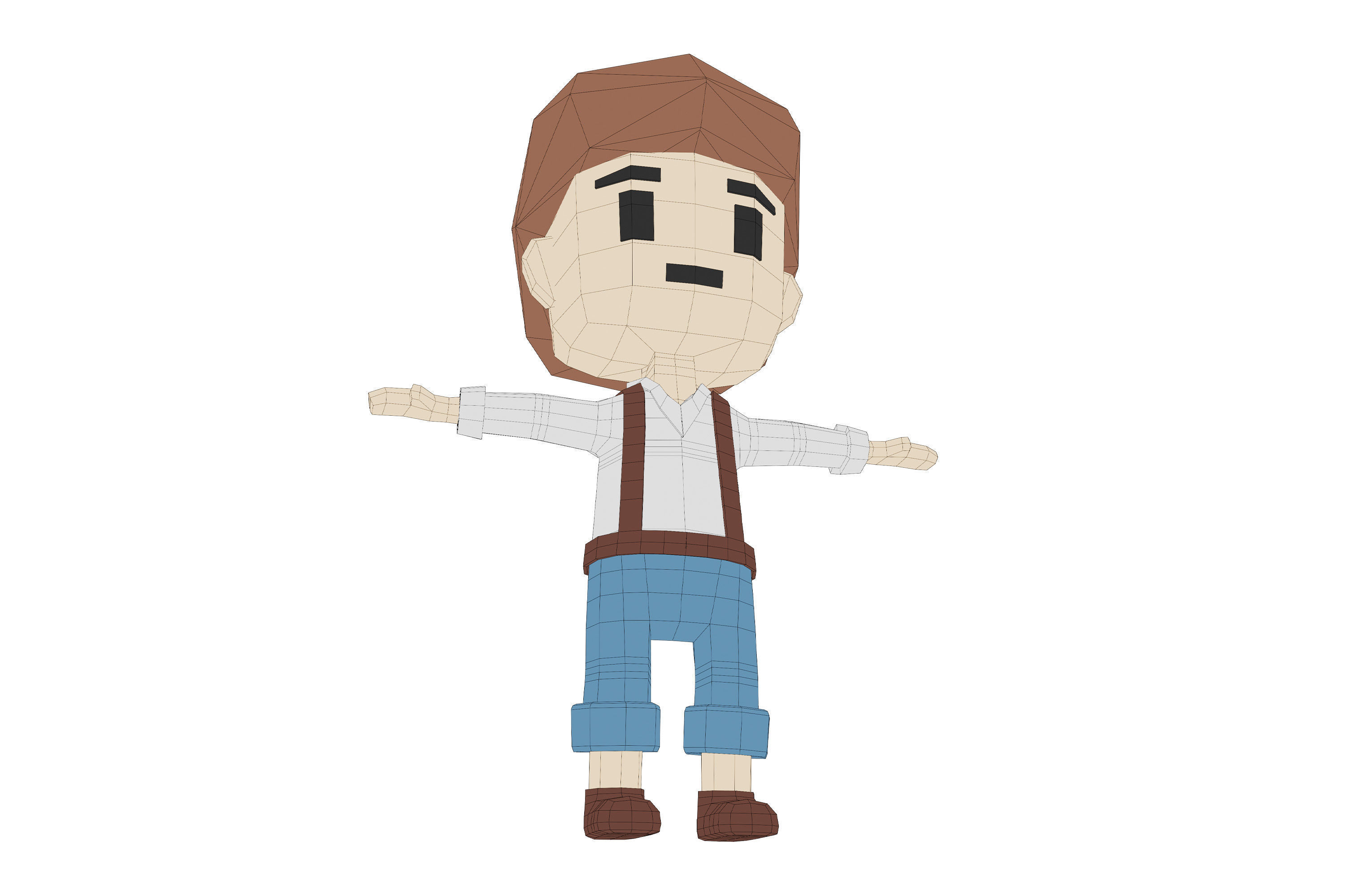 Low-Poly young boy character Low-poly 3D model_8