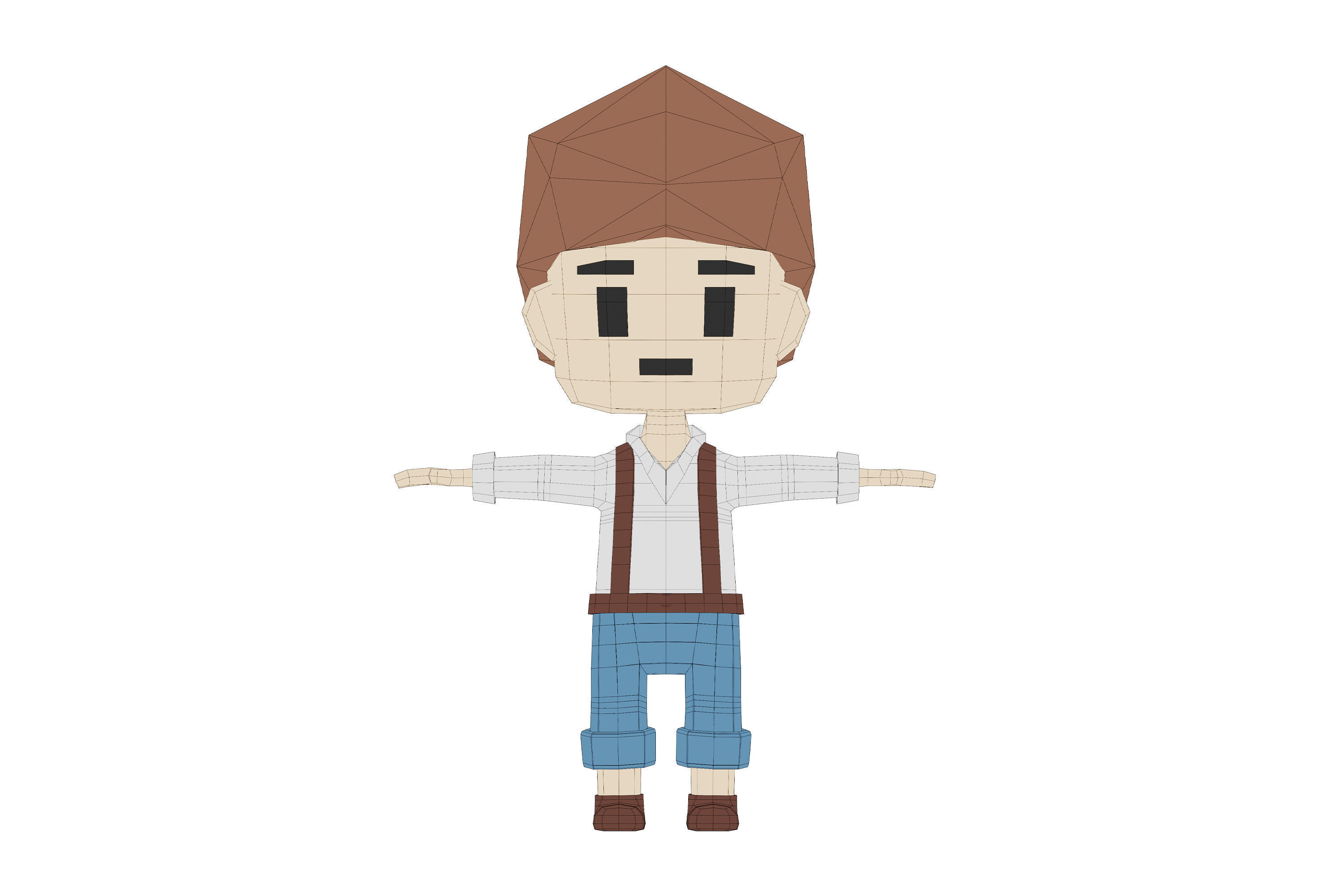 Low-Poly young boy character Low-poly 3D model_11