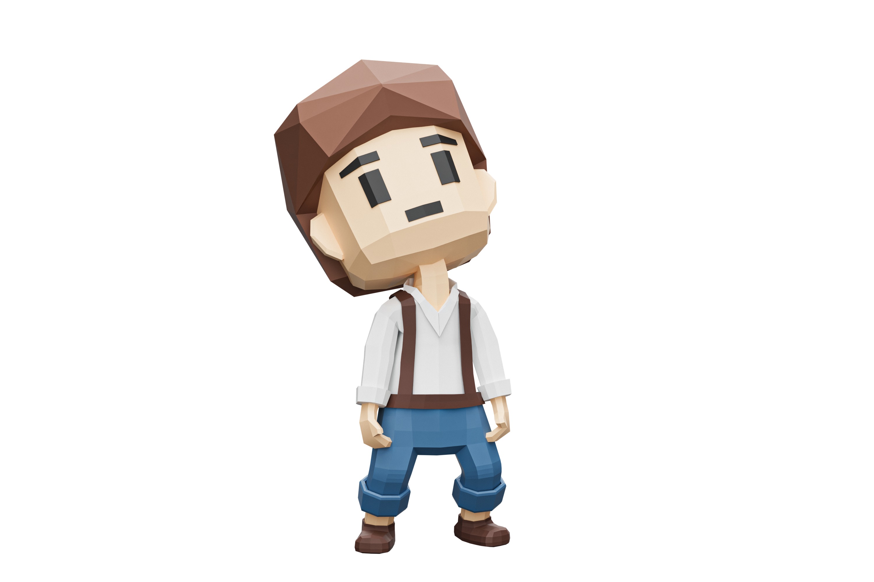 Low-Poly young boy character Low-poly 3D model_1