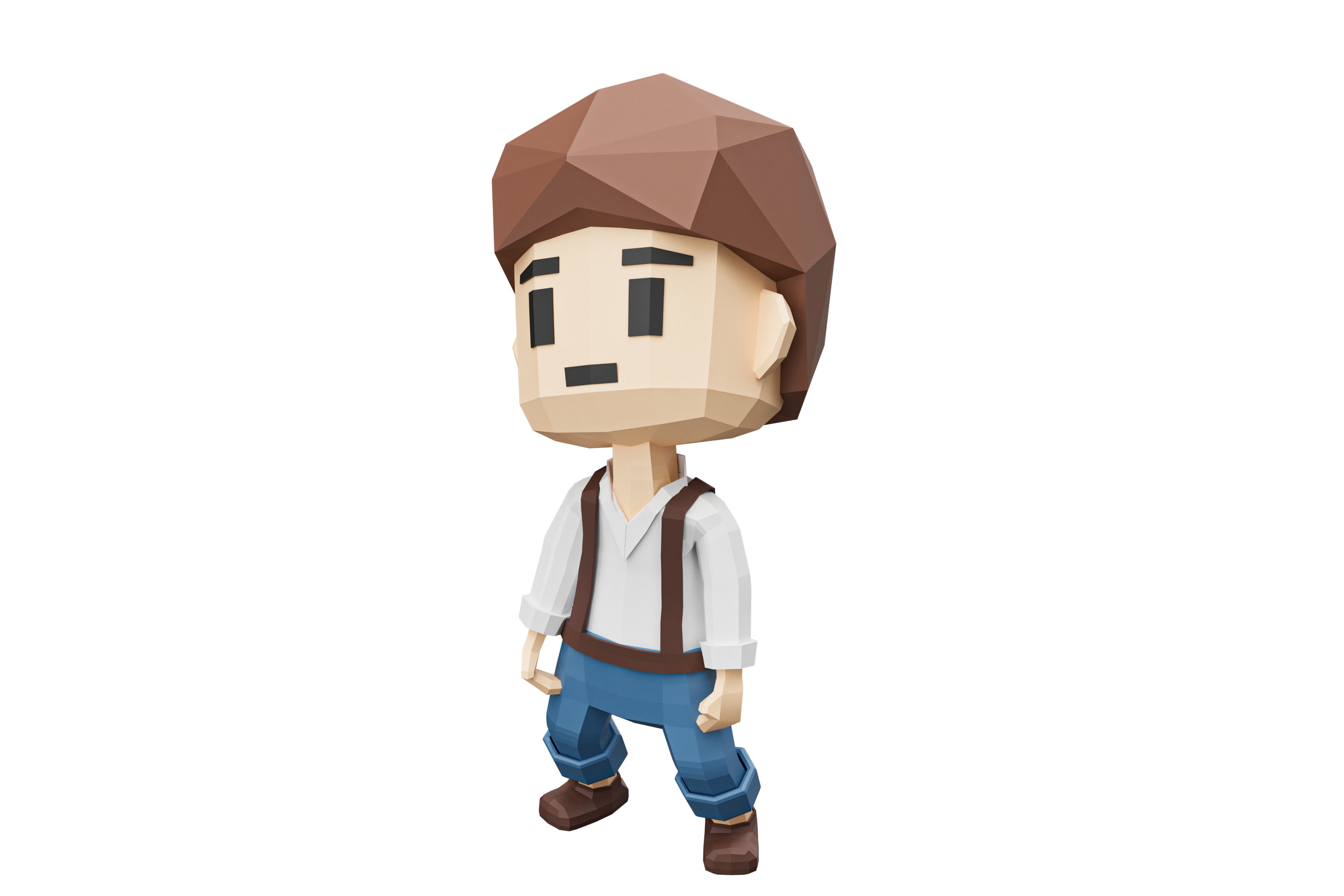 Low-Poly young boy character Low-poly 3D model_4
