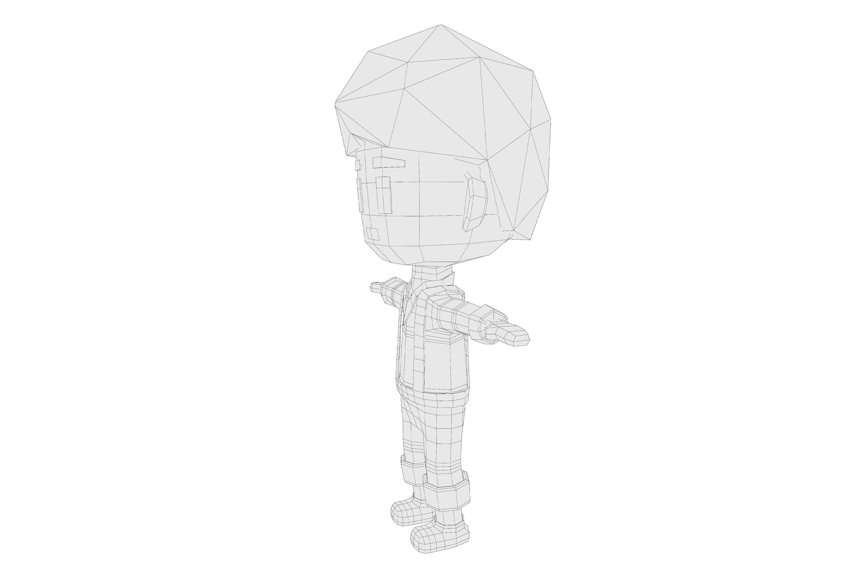 Low-Poly young boy character Low-poly 3D model_16