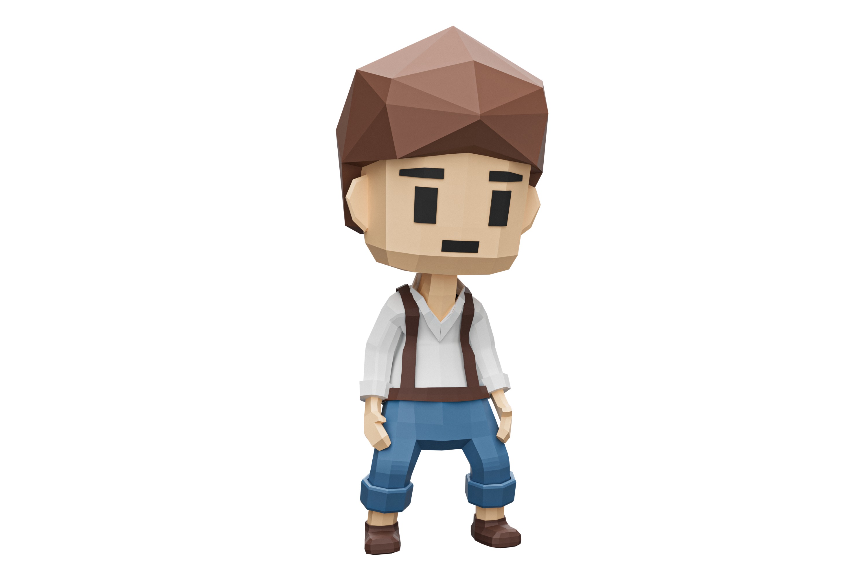 Low-Poly young boy character Low-poly 3D model_7
