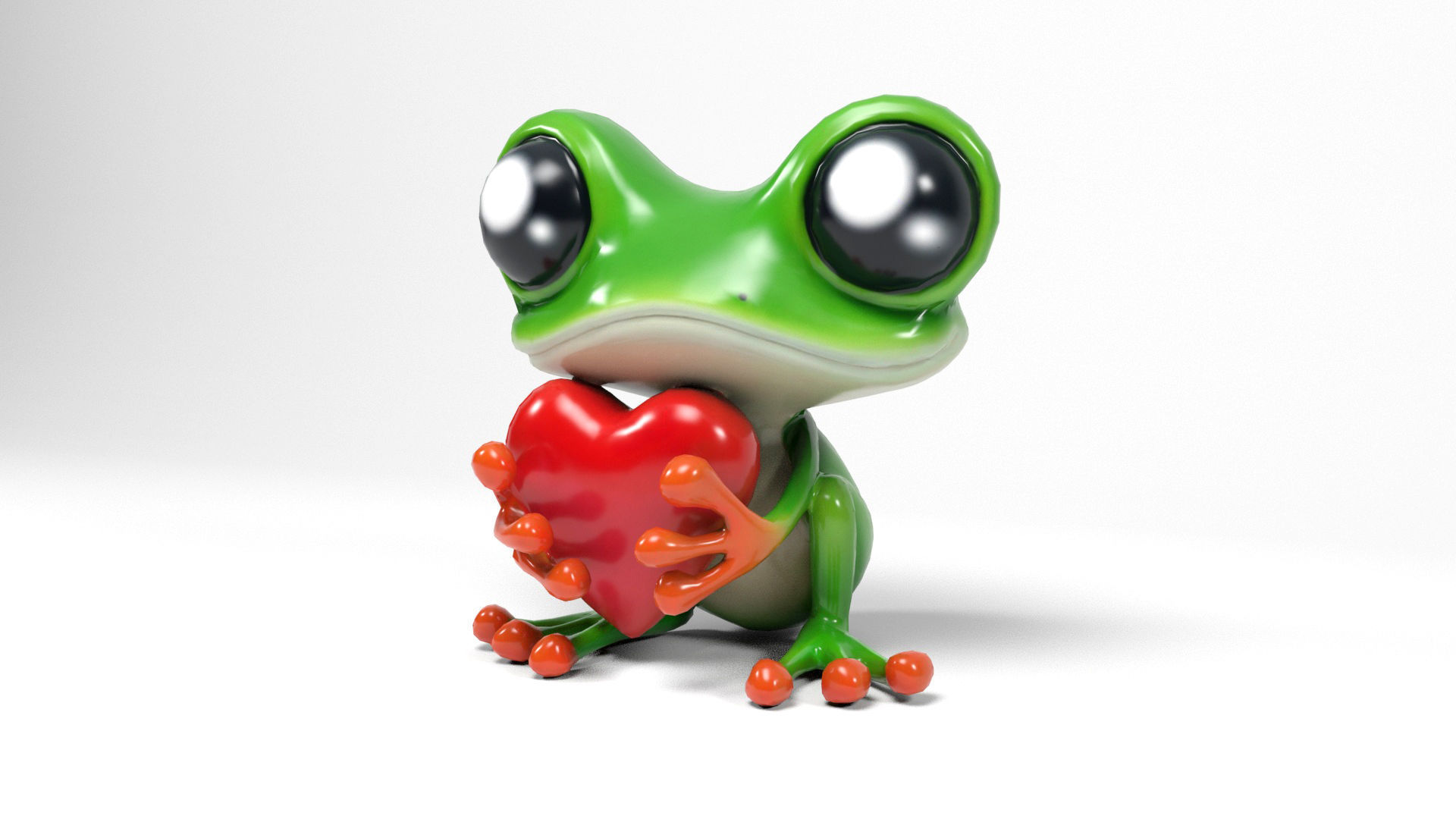 Loving frog Low-poly 3D model_2
