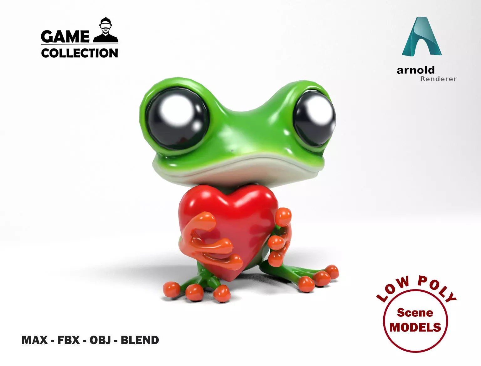 Loving frog Low-poly 3D model_0