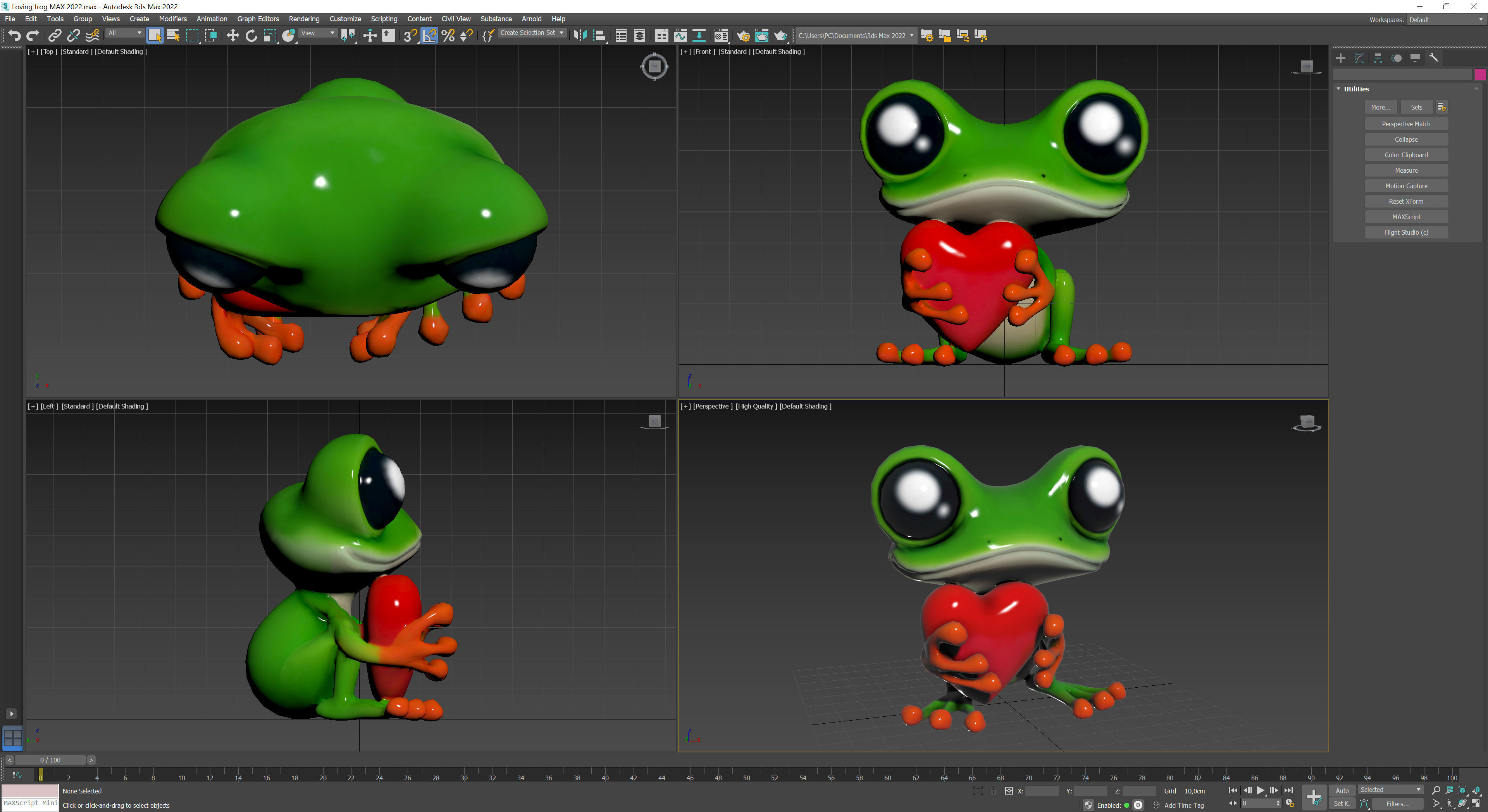 Loving frog Low-poly 3D model_9