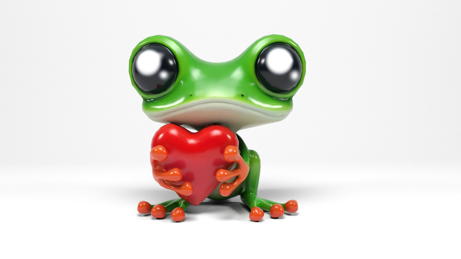 Loving frog Low-poly 3D model_1