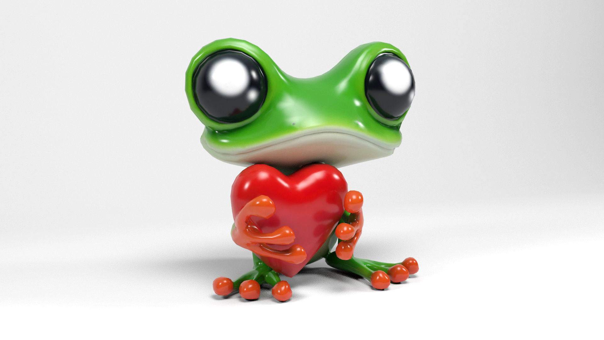 Loving frog Low-poly 3D model_3