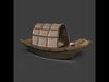 Chinese wooden boat  figure  Low-poly 3D model_1