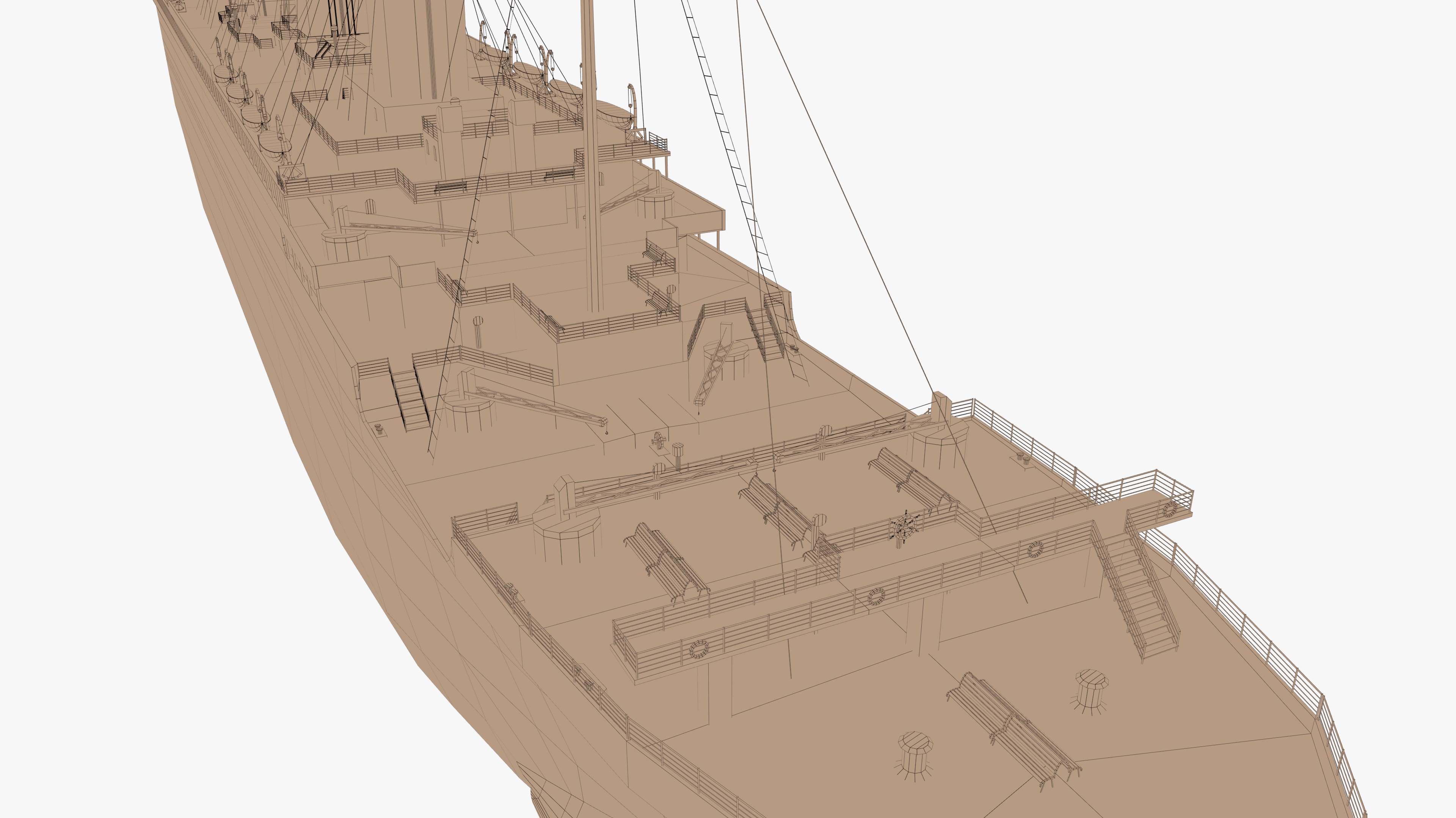 RMS Titanic ship PBR Low-poly 3D model_8