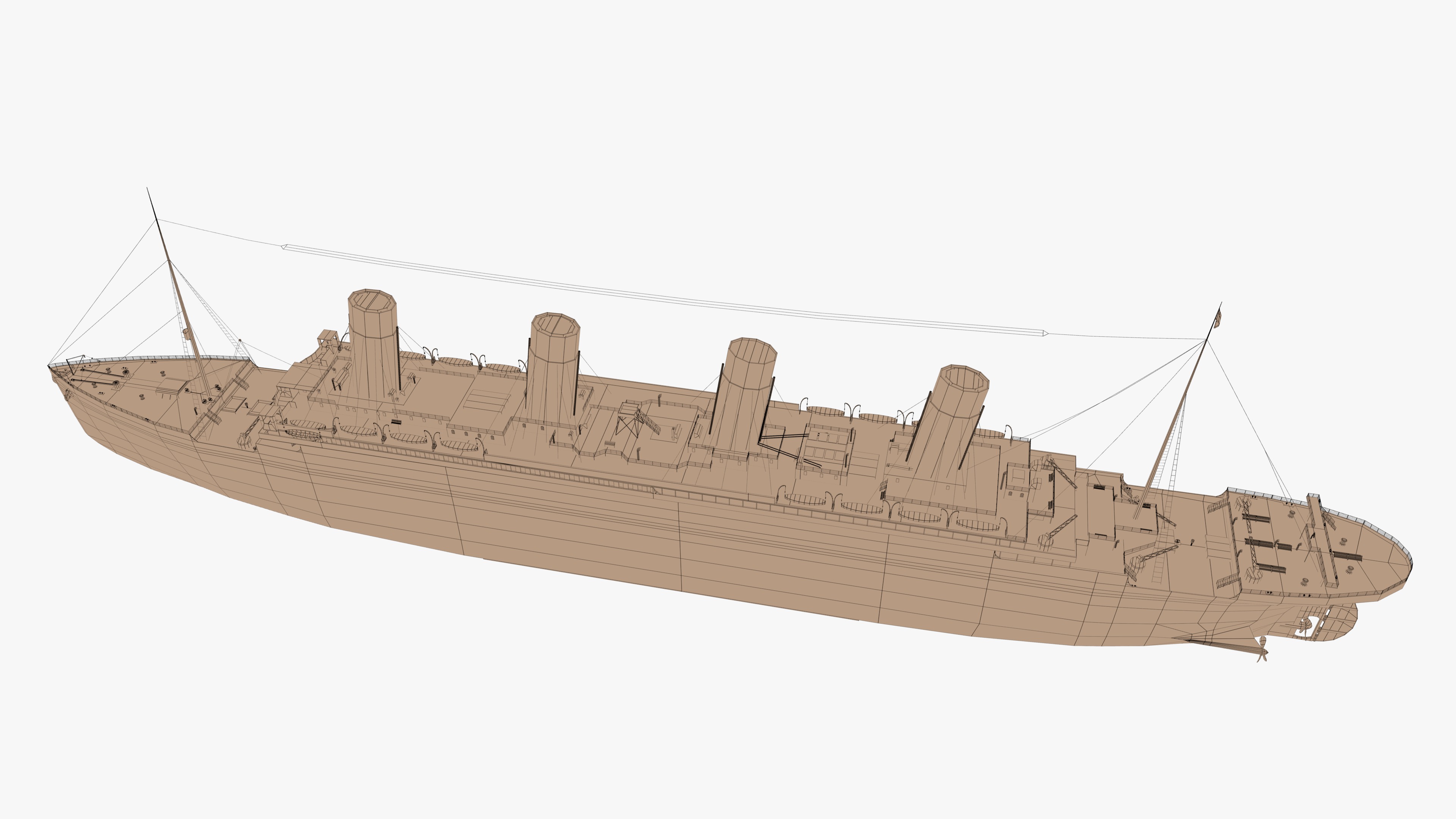 RMS Titanic ship PBR Low-poly 3D model_11