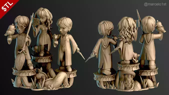 Diorama Harry Potter - Hermione - Rony 3D print model