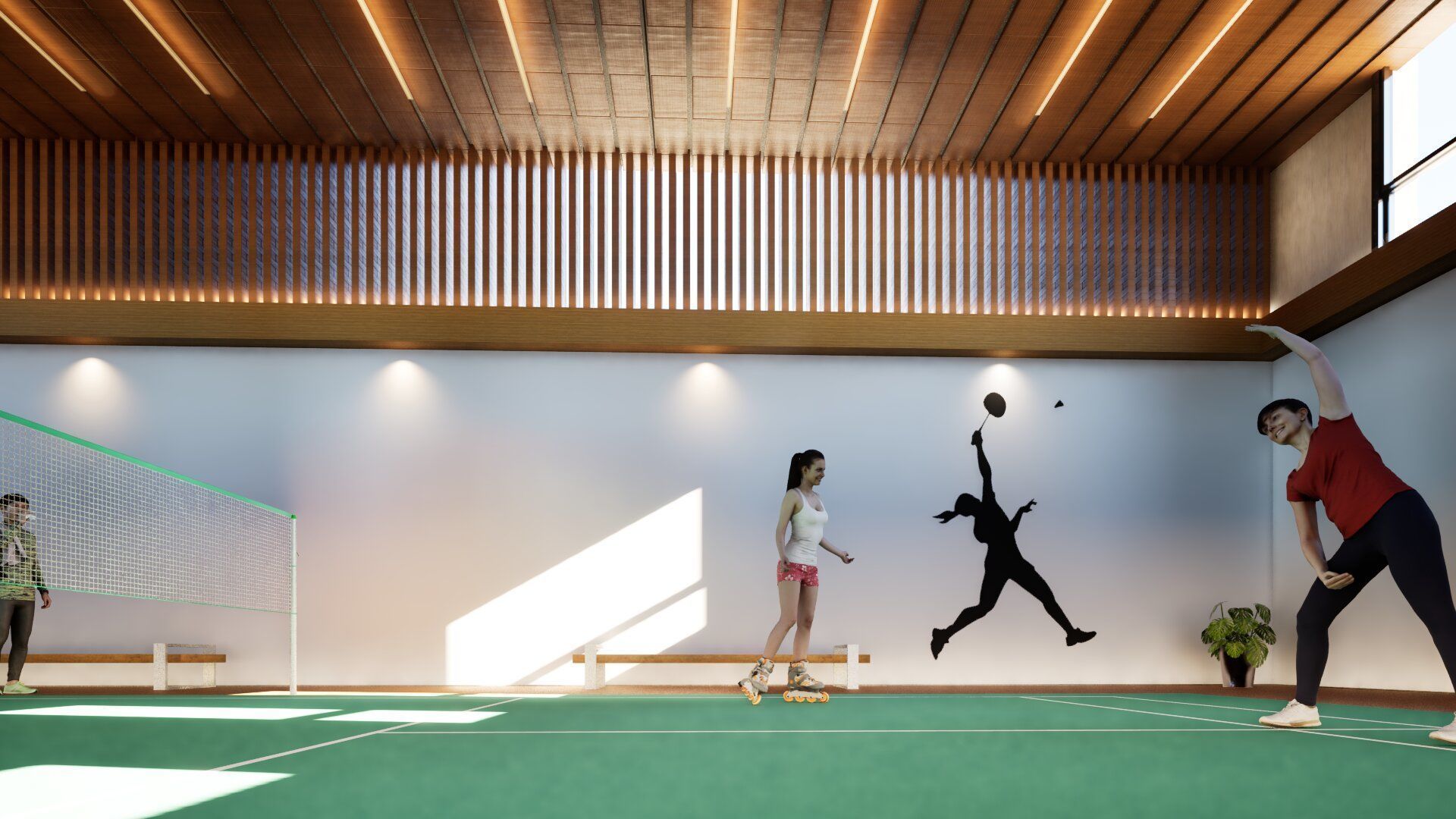 Indoor Badminton and Tennis Court 3D Model Low-poly 3D model_12