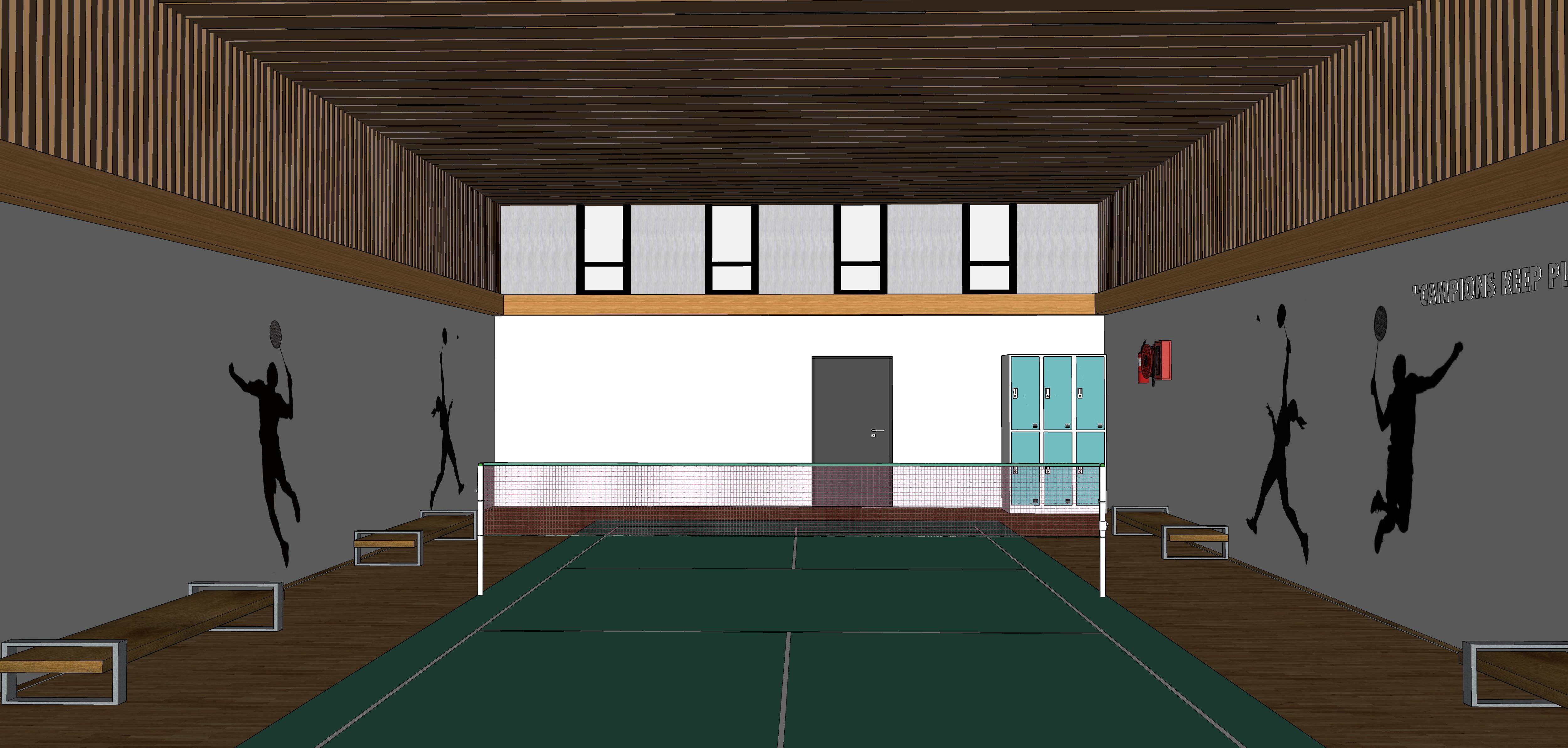Indoor Badminton and Tennis Court 3D Model Low-poly 3D model_11