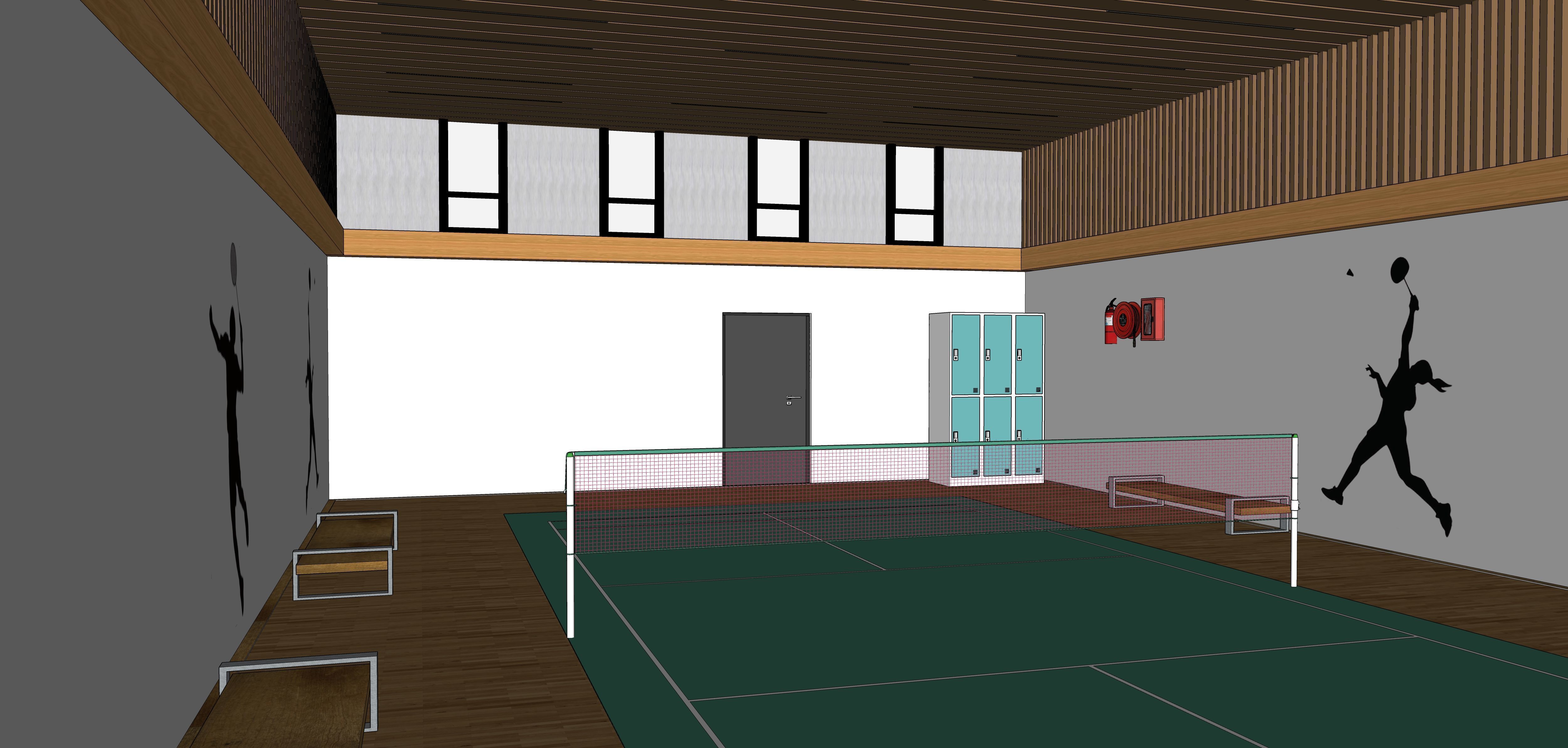Indoor Badminton and Tennis Court 3D Model Low-poly 3D model_13