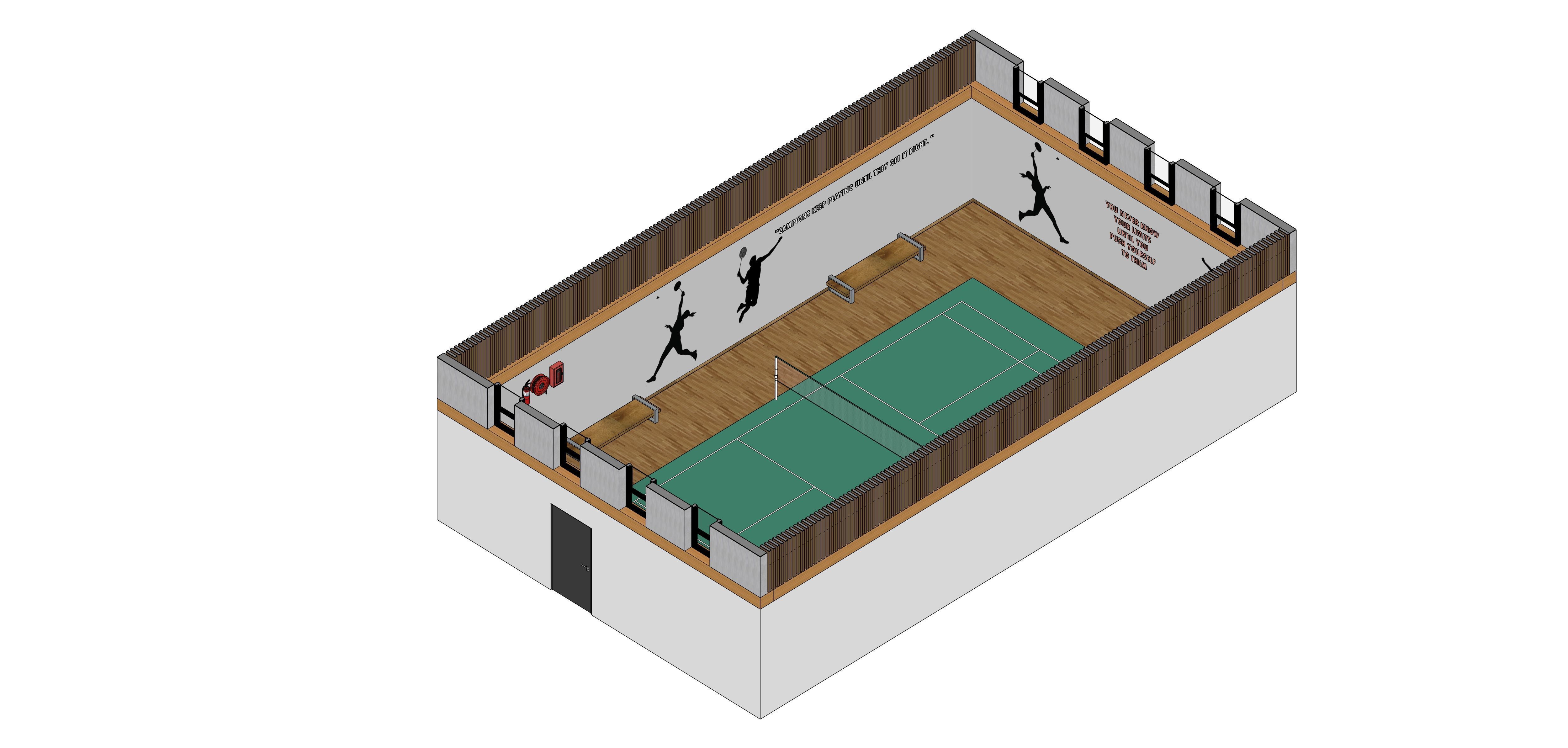 Indoor Badminton and Tennis Court 3D Model Low-poly 3D model_6