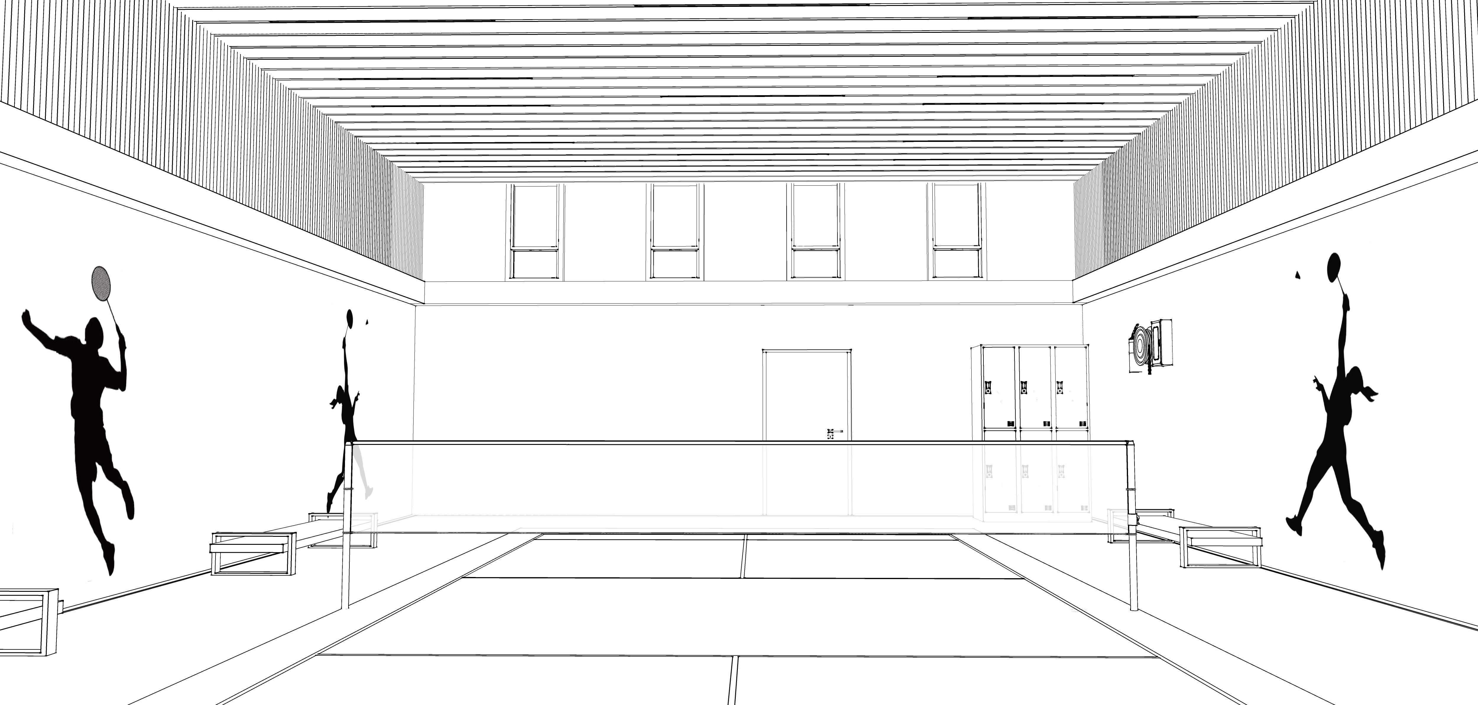 Indoor Badminton and Tennis Court 3D Model Low-poly 3D model_4