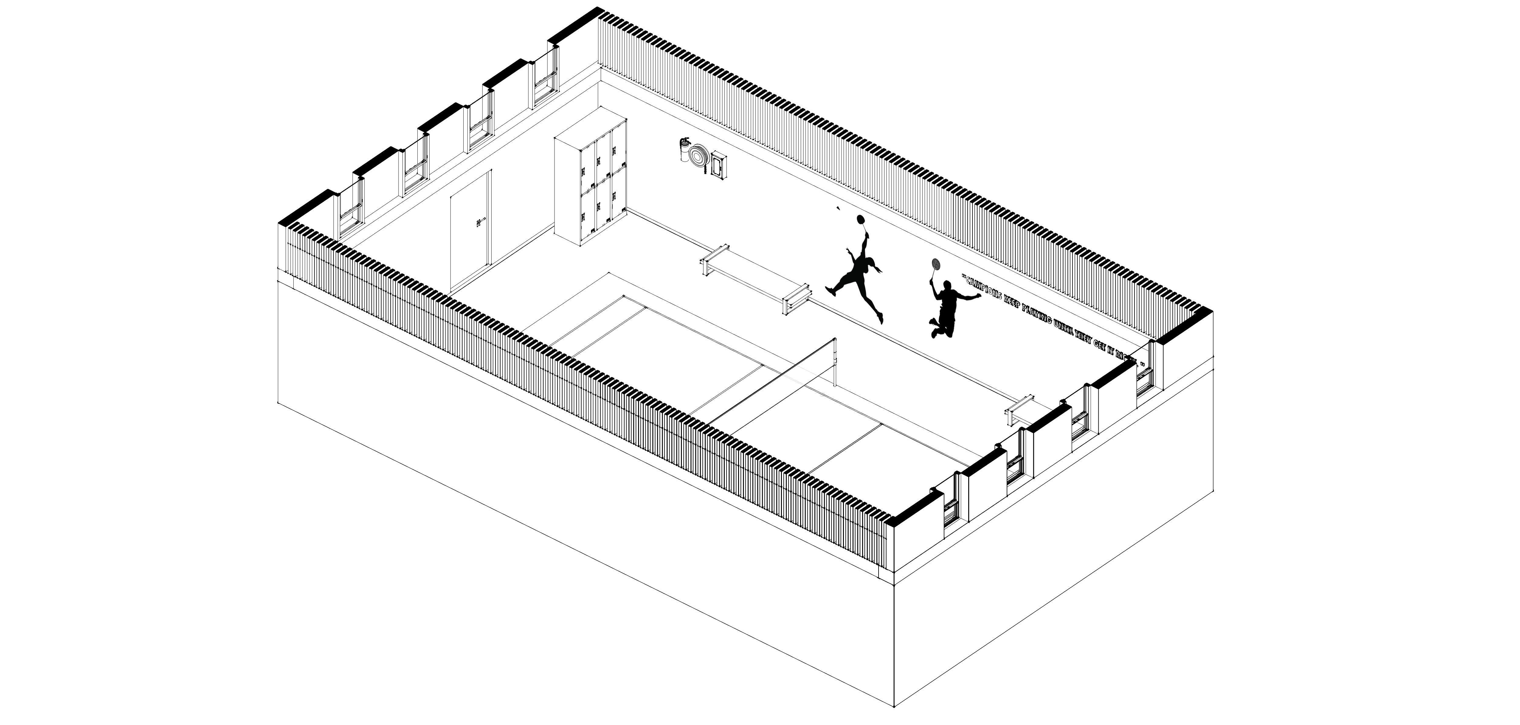 Indoor Badminton and Tennis Court 3D Model Low-poly 3D model_3