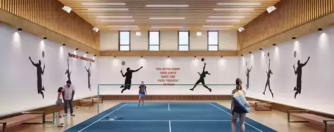Indoor Badminton and Tennis Court 3D Model Low-poly 3D model