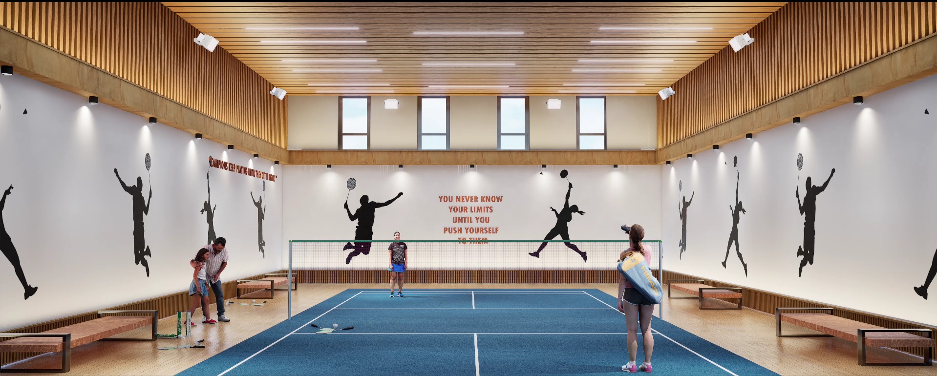 Indoor Badminton and Tennis Court 3D Model Low-poly 3D model_1