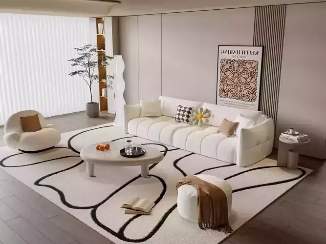 Sofa Coffee table Wall panel Living Combination 5 3D model