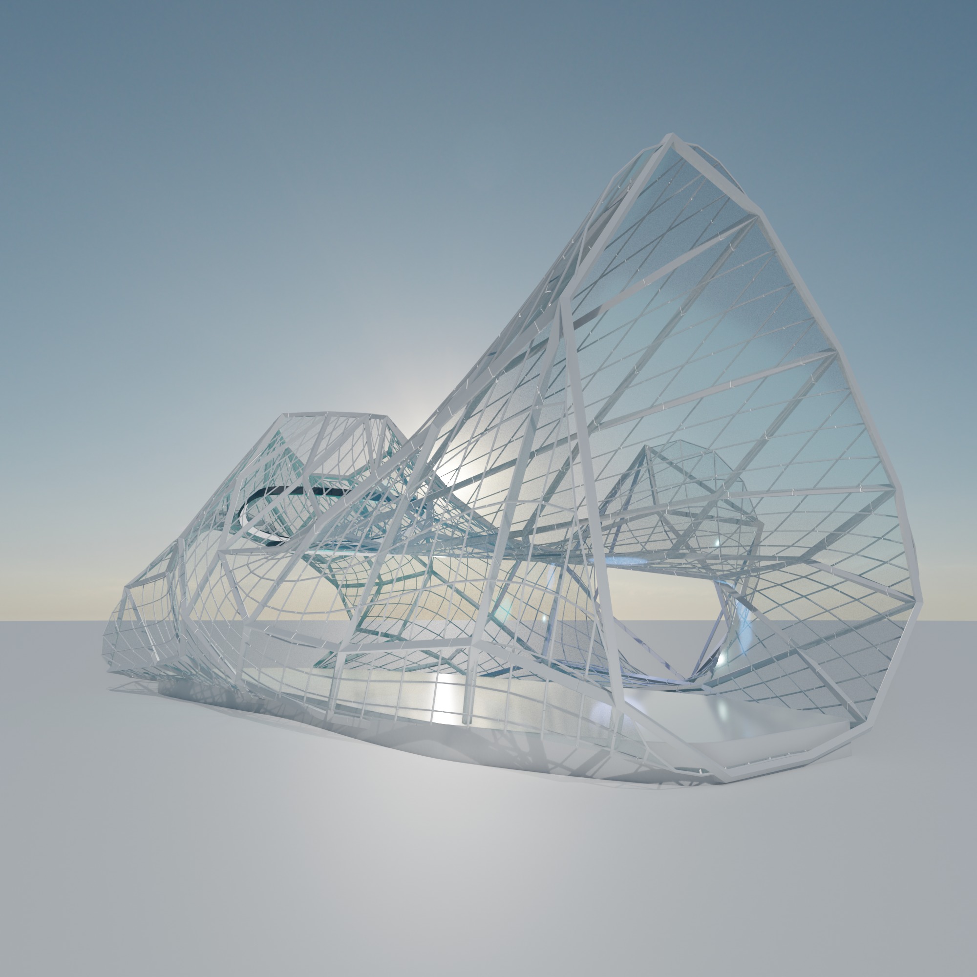 Bridge Sci fi Futuristic exhibition Exterior and Interior 3D 3D model_2