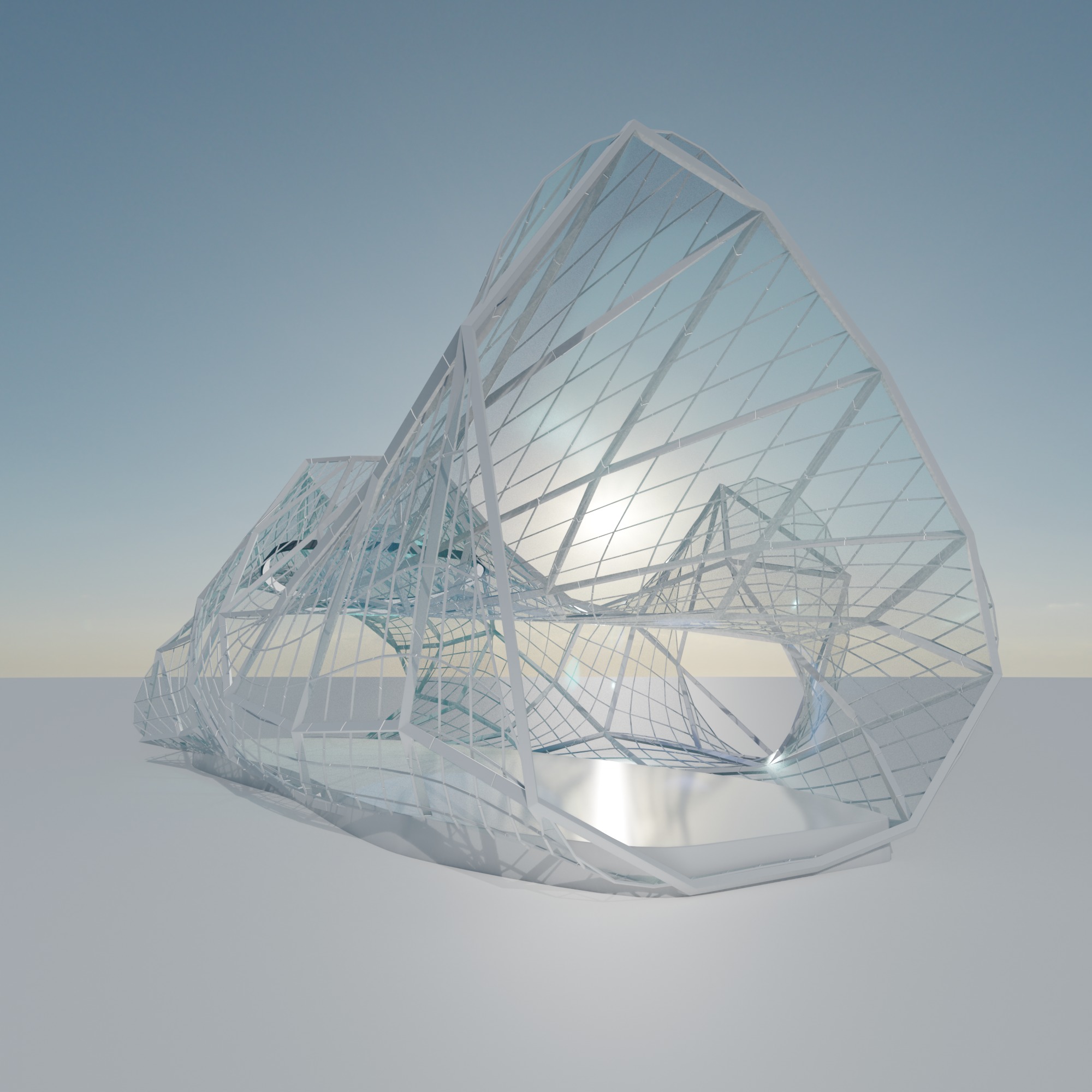 Bridge Sci fi Futuristic exhibition Exterior and Interior 3D 3D model_6